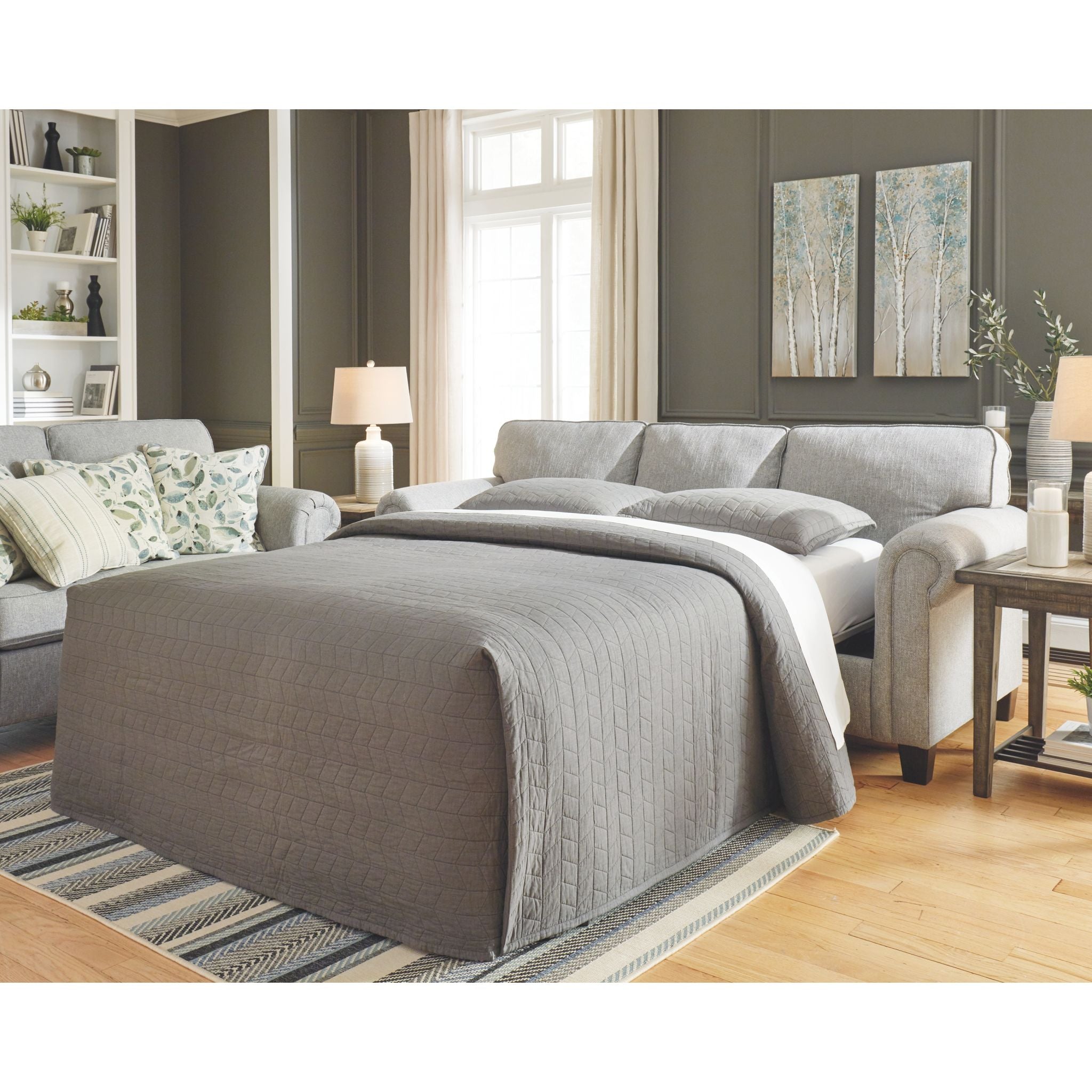 Alandari Queen Size Sleeper Sofa Bed in Gray - Perfect for Small Spaces, Guest Rooms & Apartments