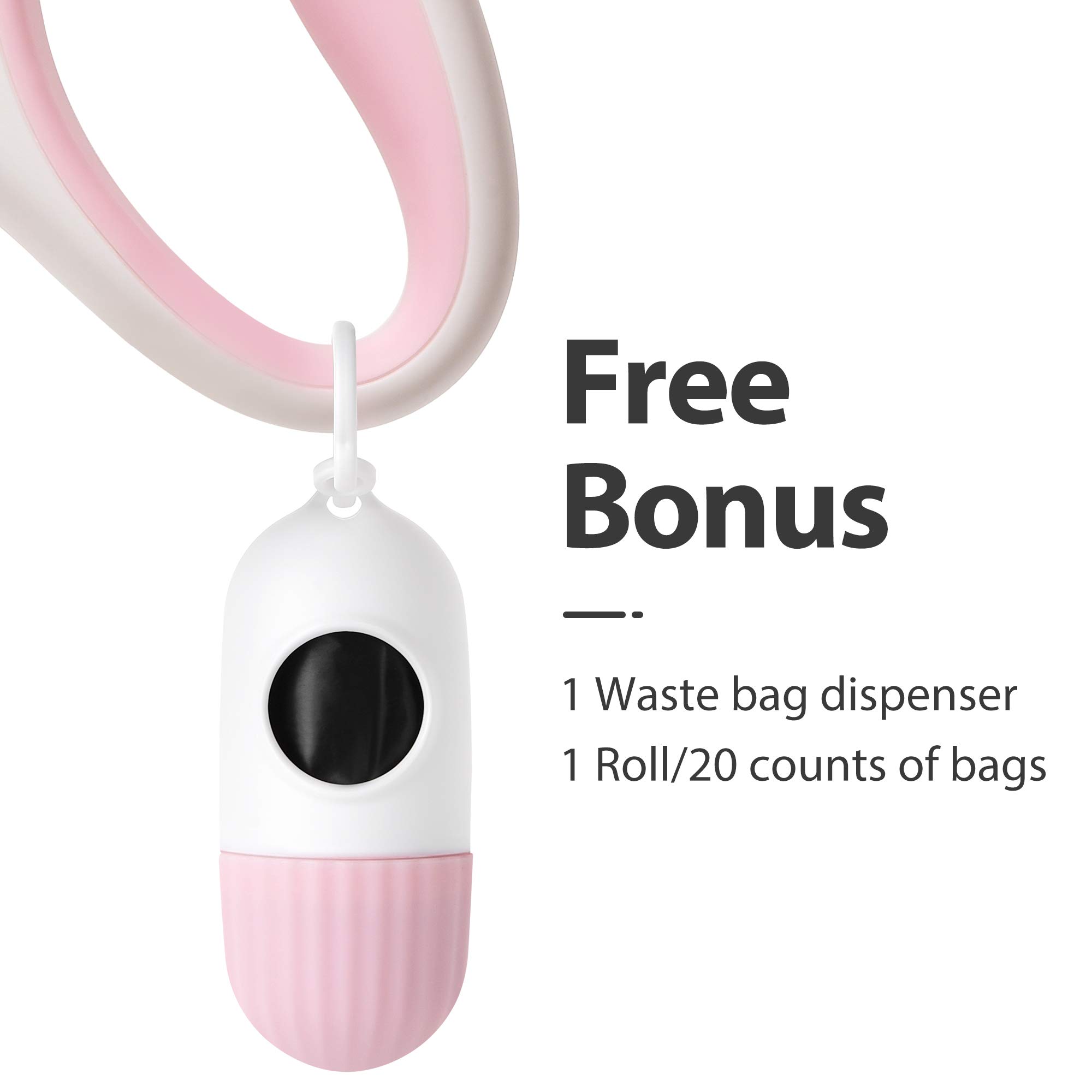 Fida 16ft Retractable Dog Leash with Poop Bag Dispenser - Heavy Duty Pet Walking Leash for Large Dogs up to 110 lbs - Anti-Slip Handle & Tangle-Free Reflective Nylon Tape - Perfect for Park Walks, Hiking & Nighttime Safety (Large, White)