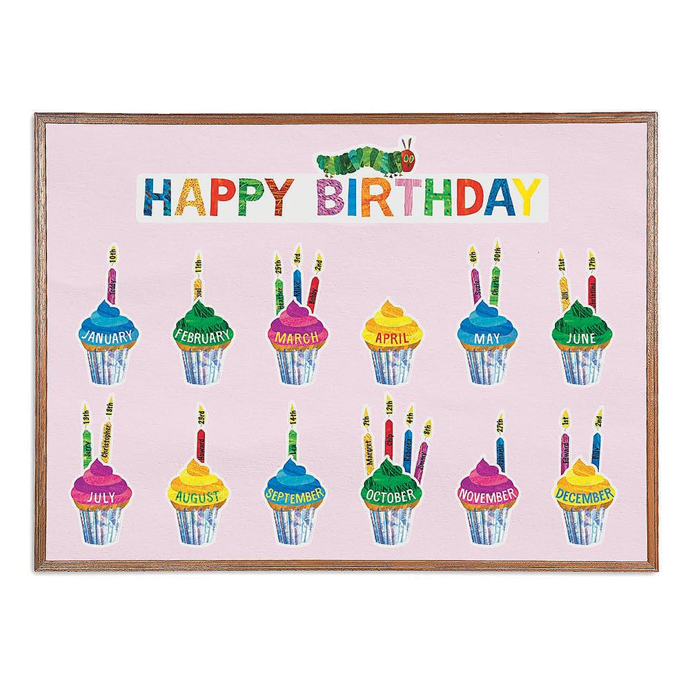 Eric Carle Birthday Mini Bulletin Board Set - 59-Piece Educational Classroom Decor for Preschool & Kindergarten - Perfect for Themed Parties & Learning Activities