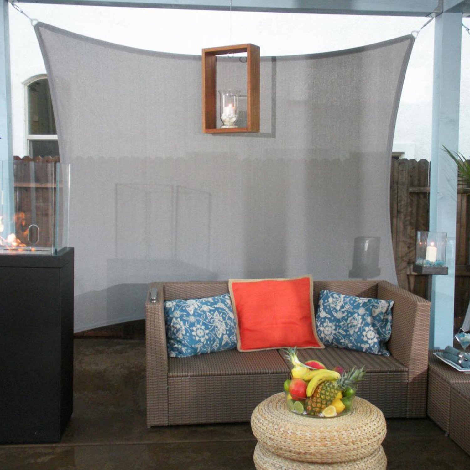 24'x24' Sun Shade Sail with Steel Cable - UV Block Canopy for Pergola, Patio & Backyard (Light Gray) - Outdoor Sun Protection