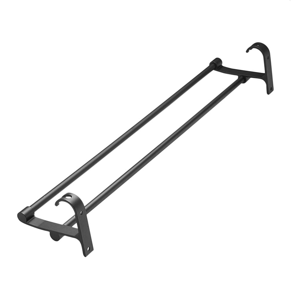 Premium Cabilock Double Towel Bar - Anti-Rust Wall Mounted Aluminum Alloy Bathroom Towel Rack & Sponge Holder (Black) - Perfect for Bathroom, Kitchen, and Cabinet Organization