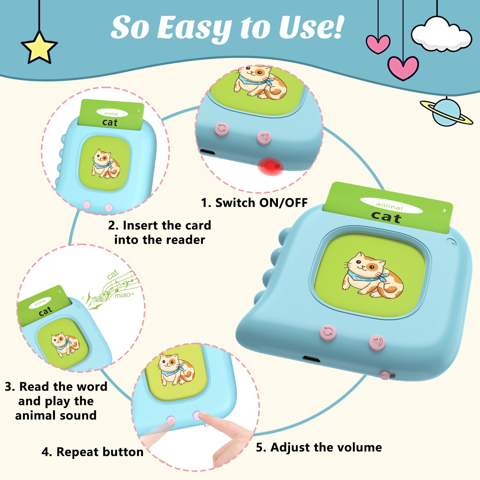 Talking Flash Cards for Toddlers 1-3 Years Old | 224 Sight Words Speech Therapy Toys | Montessori Educational Learning Toys for Boys & Girls Ages 1-5 | Autism Sensory Toys | Perfect for Home, Classroom & Travel Learning Activities