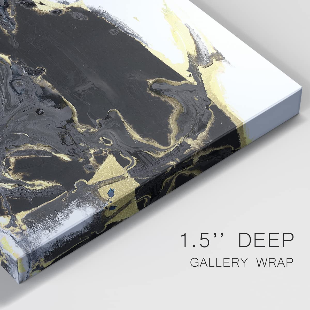 Abstract Wall Art Painting 'Mountains in the Mist IV' - 24x36 Inch Black & Gold Canvas Print, Large Modern Wall Decor for Living Room, Office, Bathroom - Perfect for Home Decor, Office Spaces & Spa Relaxation Areas