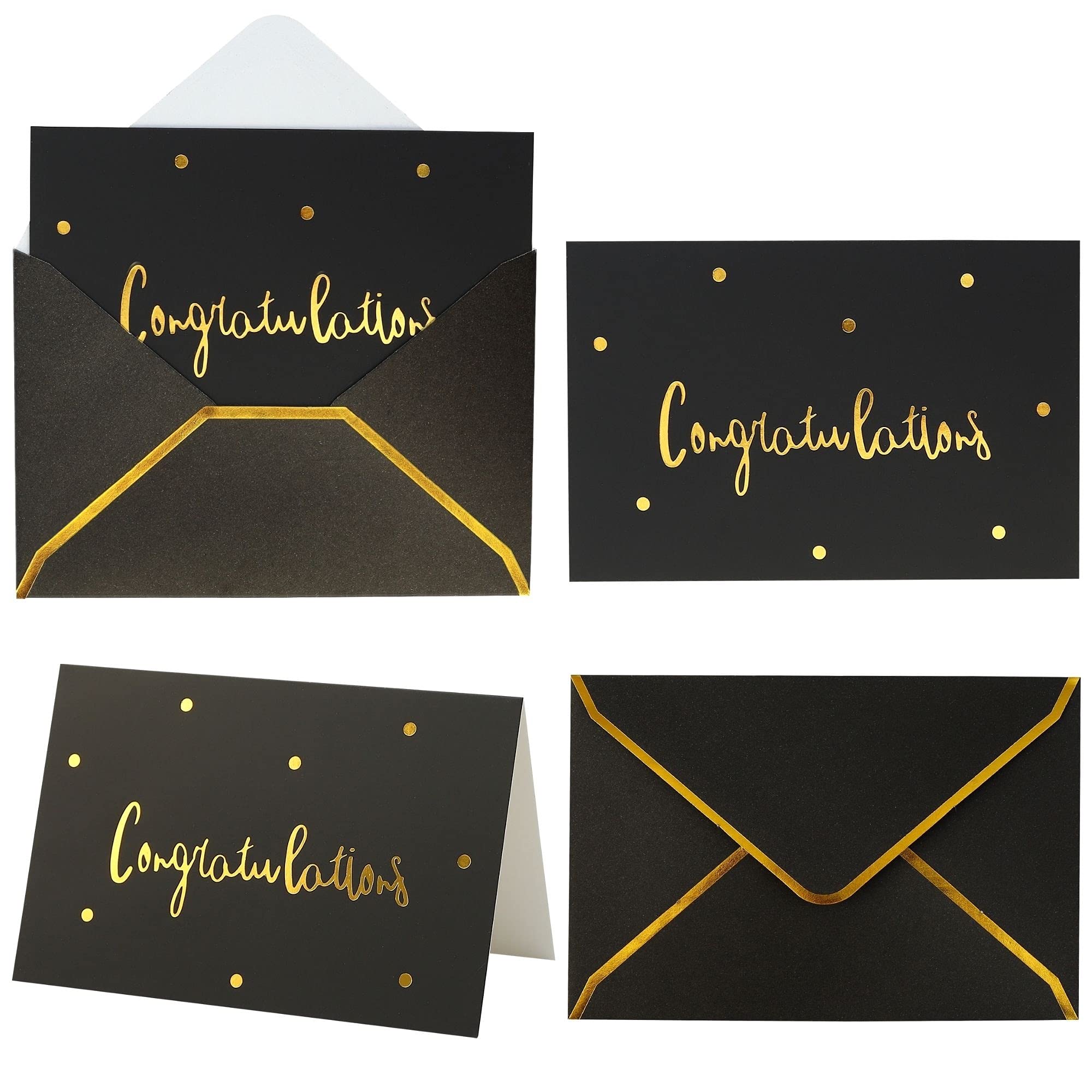 Gold and Black Congratulations Greeting Cards with Envelopes | 36-Pack All Occasion Cards 4x6 Inches | Graduation, New Home, Engagement & More | Perfect for Celebrations, Parties and Special Events