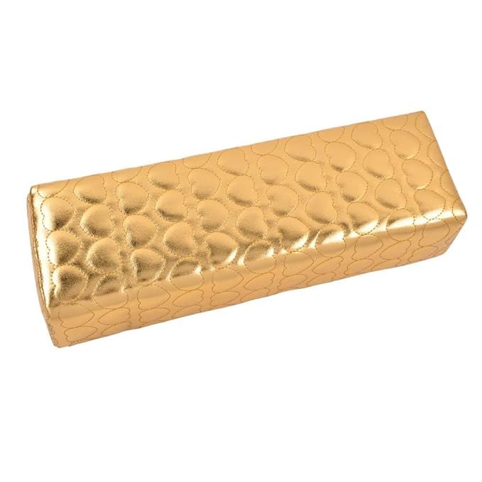 Premium Washable PU Leather Hand Rest Nail Pillow - Detachable Manicure Armrest Cushion for Nail Art & Tech (Square Shape, Gold) - Ideal for Salon, Home & Professional Nail Artists