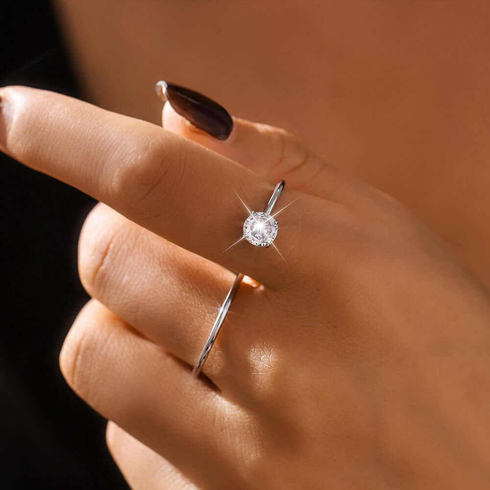 Solitaire Two Fingers Spiral Ring | A938 | Elegant Minimalist Ring for Women | Perfect for Engagement, Wedding, Anniversary & Everyday Wear