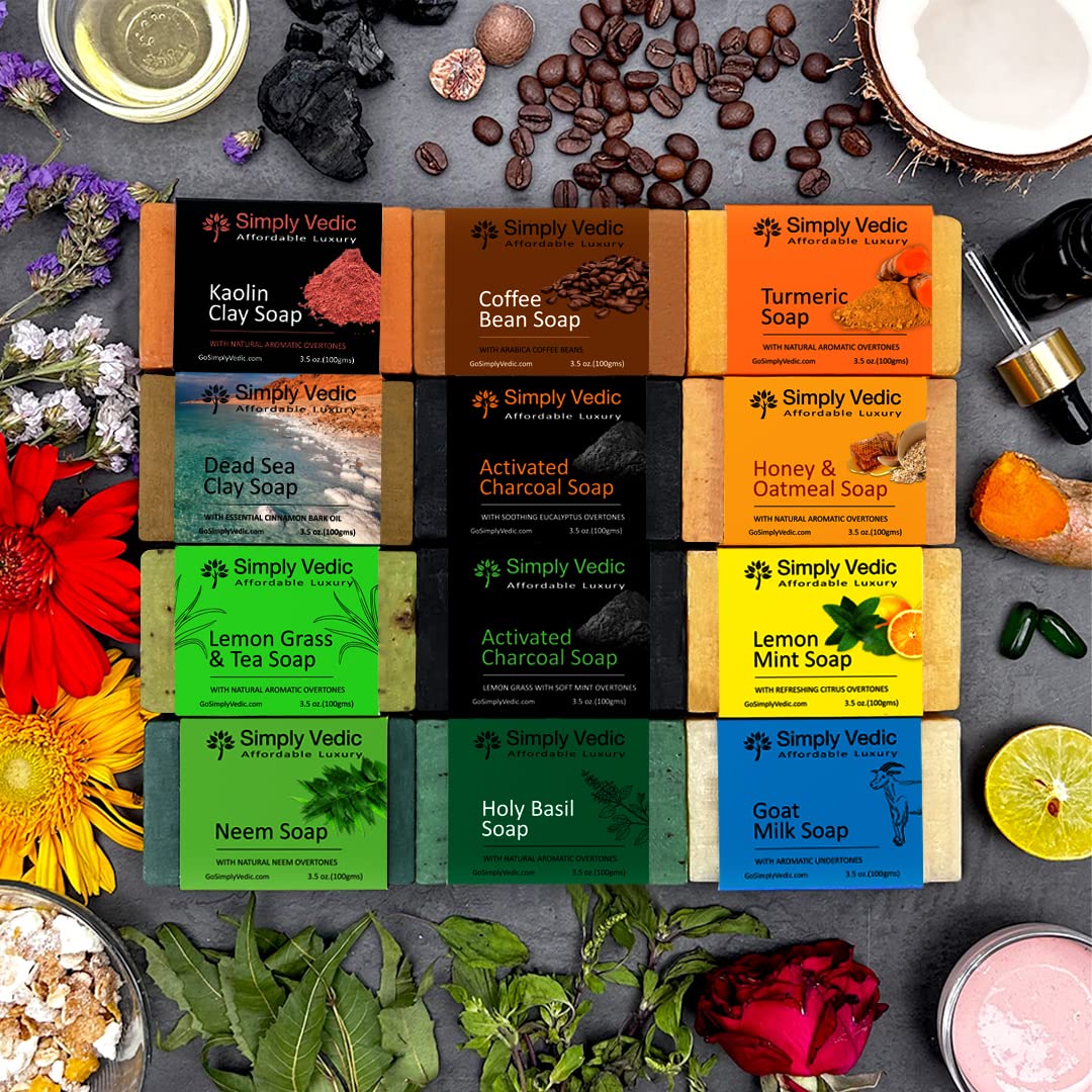 Simply Vedic Lemongrass Soap Bar - Cold Pressed with Coconut Oil for Body, Hand & Face Care | Handmade Natural Soap Gift Set for Men & Women (100g) | Perfect for Daily Skincare Routine & Spa Relaxation