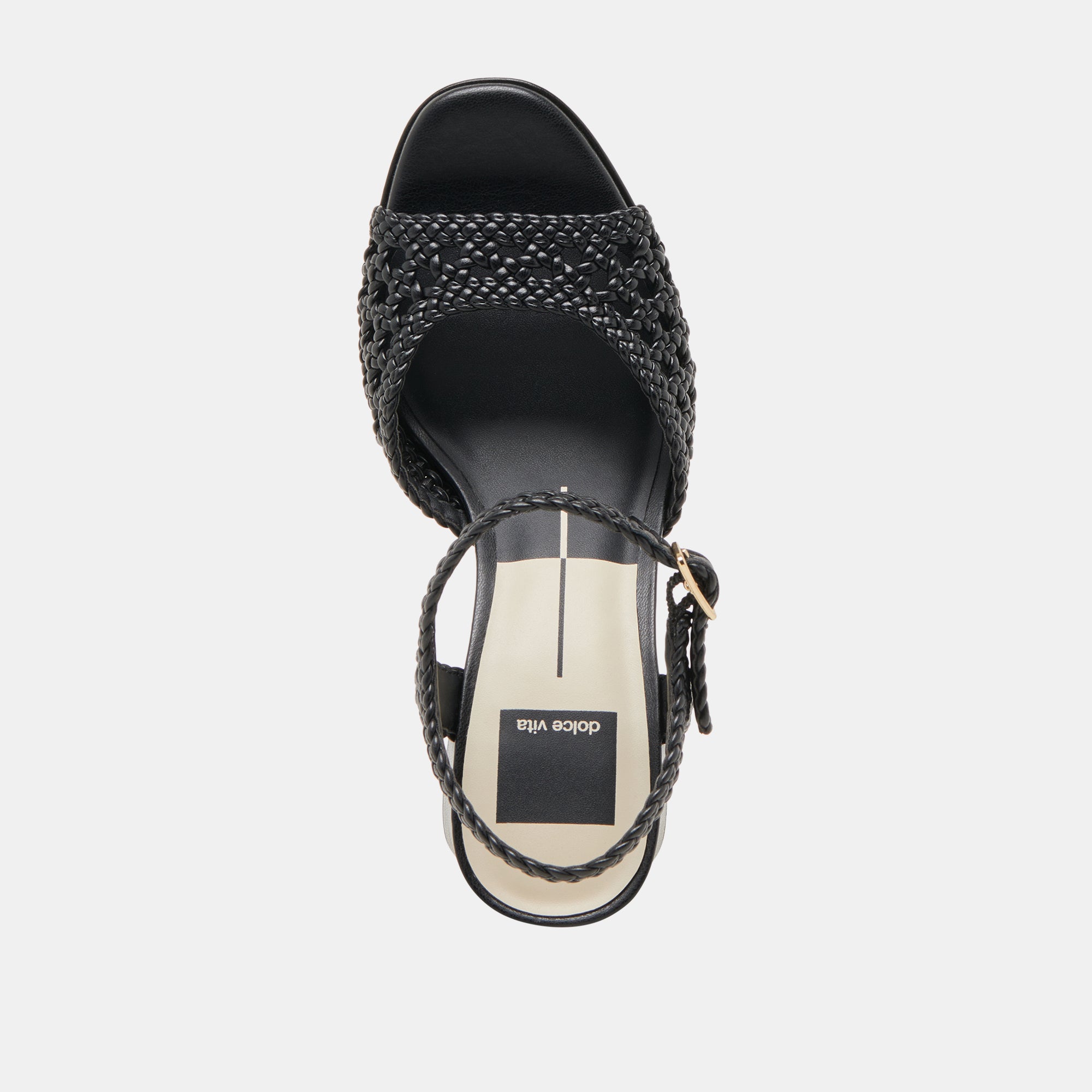 PEYTEN Women's Wide Heel Black Woven Leather Sandals - Comfortable Dress Shoes for Office, Party & Summer Outings