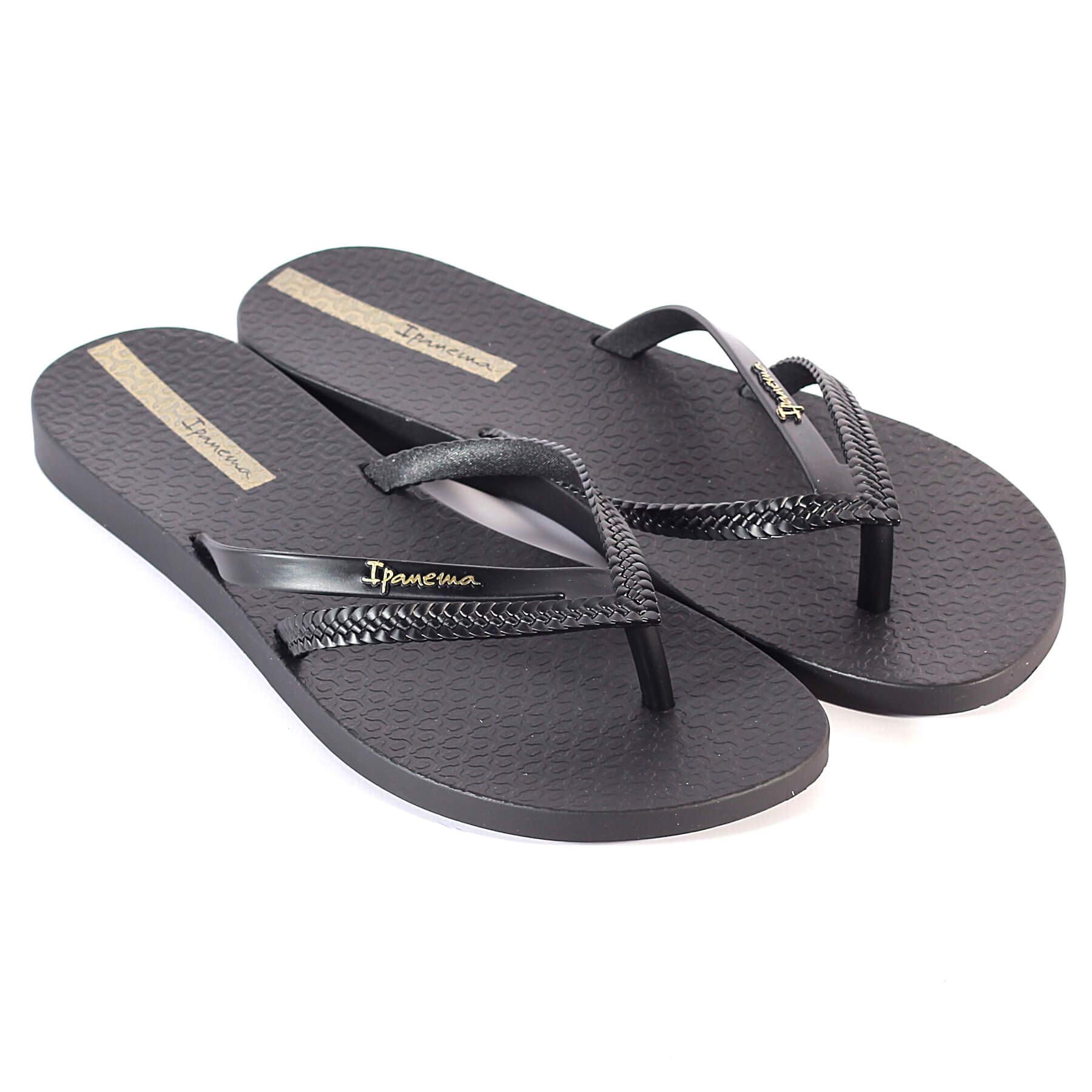 Ipanema Women's Comfortable Beach & Pool Sandals - Slip Resistant Flip Flops for Vacation, Waterpark & Summer Outings - Black, Size 9-10 US