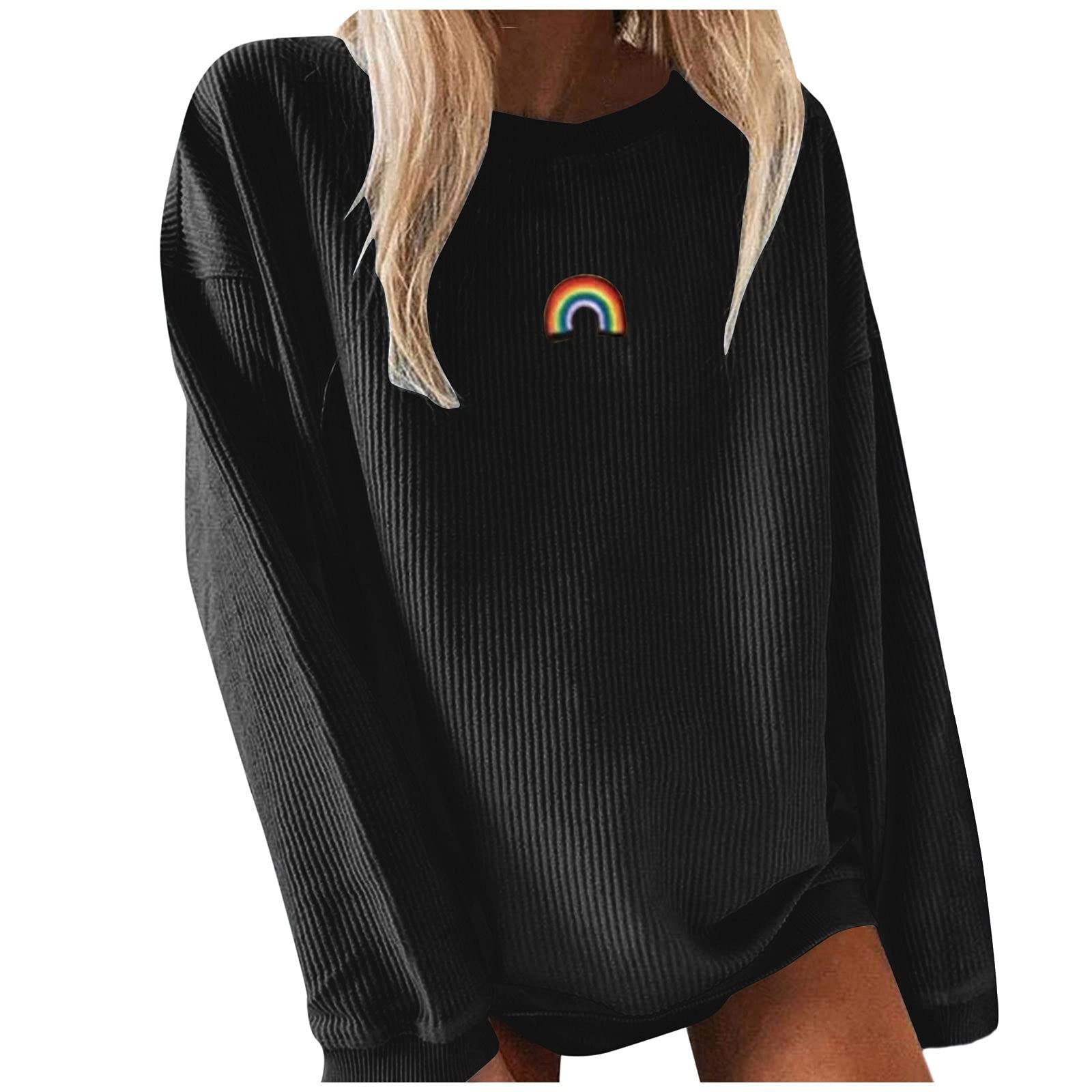 Women's Casual Long Sleeve Knitted T-Shirt - Loose Fit Printed Sweater Top for Women | Perfect for Everyday Wear, Office, and Weekend Outings