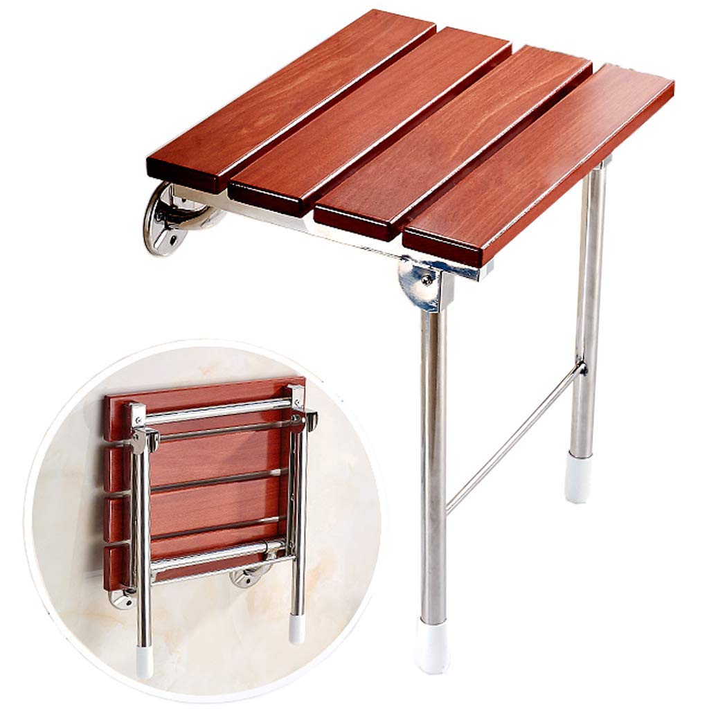 **FXLYMR Folding Shower Seat - Wall Mounted Solid Wood Bath Chair for Elderly & Disabled, Non-Slip Bathroom Stool with Backrest - Perfect for Shower, Bathtub, Spa & Dressing Room**