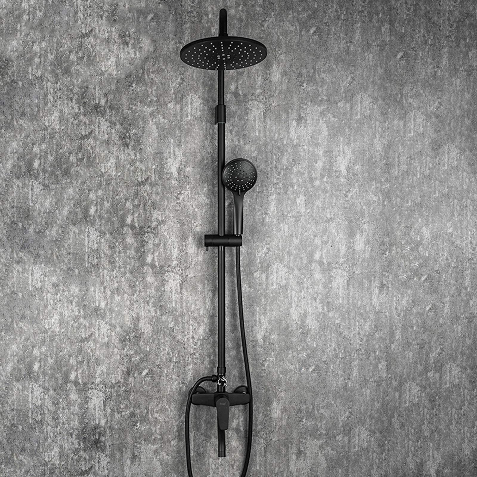 8 Inch Matte Black Rain Shower System with Handheld Sprayer - Triple Function Exposed Shower Faucet Set for Wall Mount Bathtub | Modern Bathroom Upgrade for Spa-Like Experience