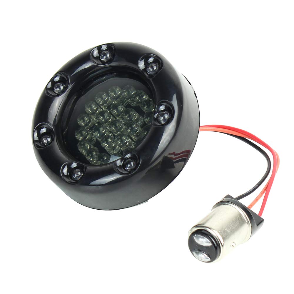 Eagle Lights 2 Inch Bullet Rear Infinity Beam LED Turn Signals & Brake Lights with LED Ring Covers for Harley Davidson Motorcycles - Black (1157 Base) - Perfect for Night Riding and Enhanced Safety