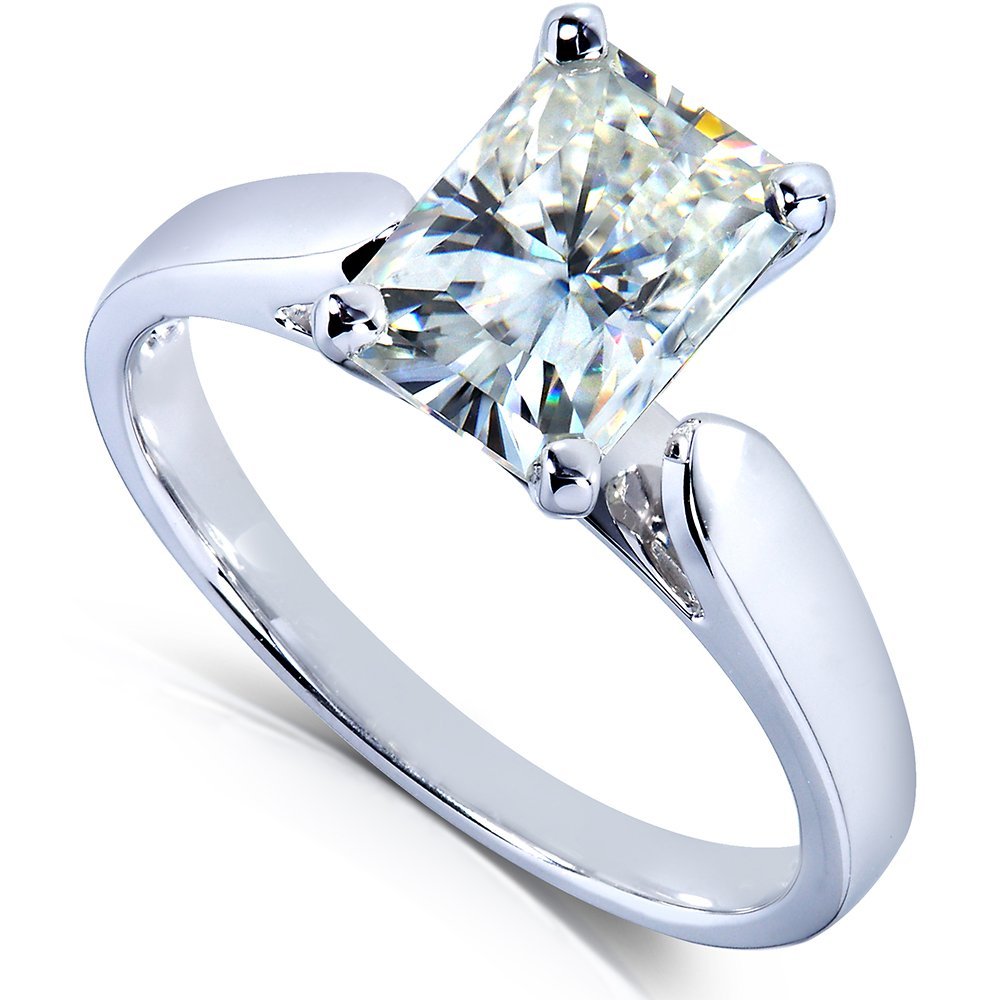 Kobelli Radiant-Cut Moissanite Solitaire Engagement Ring 1.4/5 CTW in 14K White Gold - Perfect for Proposals, Anniversaries & Wedding Bands
