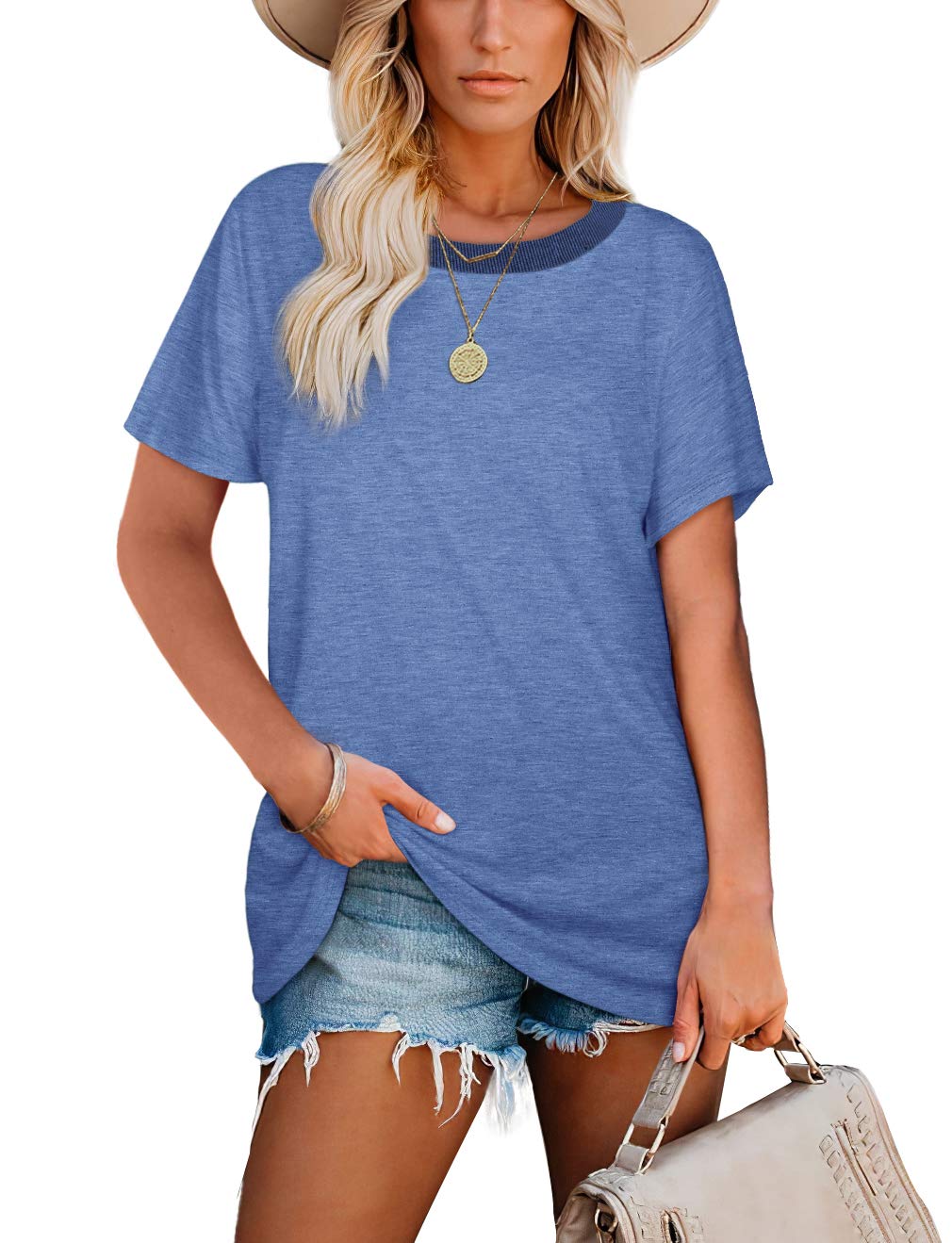 Jescakoo Women's Summer Tops - Soft Crewneck Loose Fit Blouse | Perfect for Beach, Vacation & Casual Outings