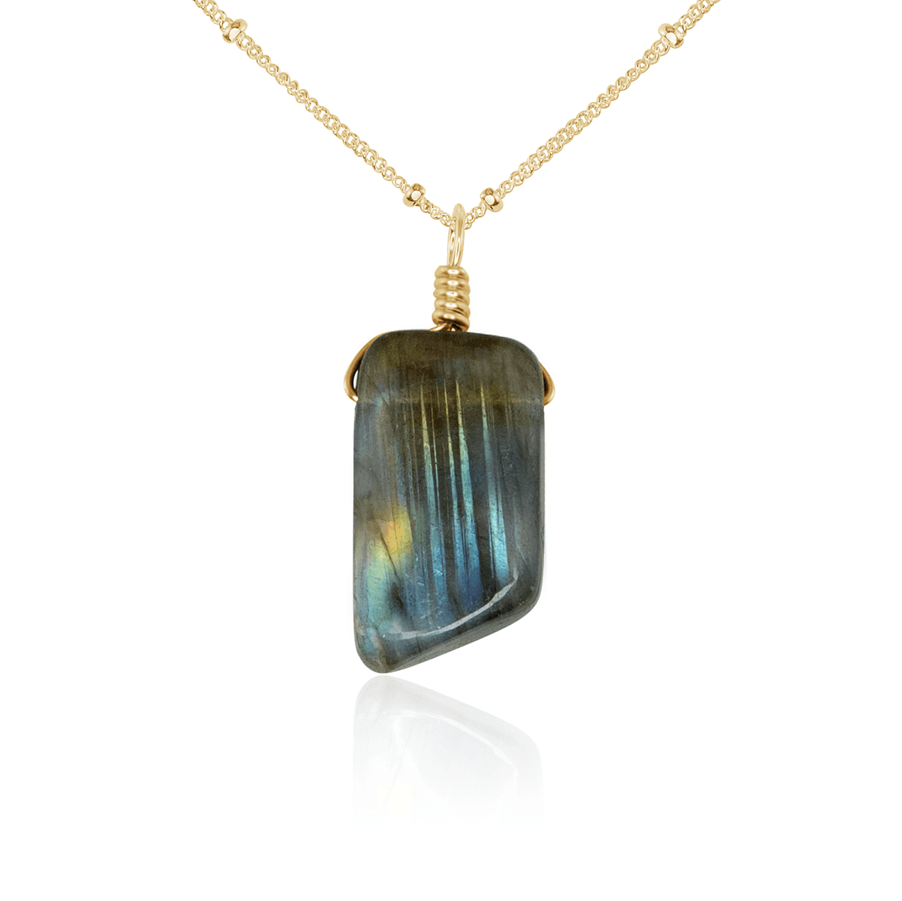 Labradorite Crystal Pendant Necklace - Smooth Polished Stone Jewelry for Women | Healing Crystal Necklace for Meditation, Yoga & Spiritual Gifts
