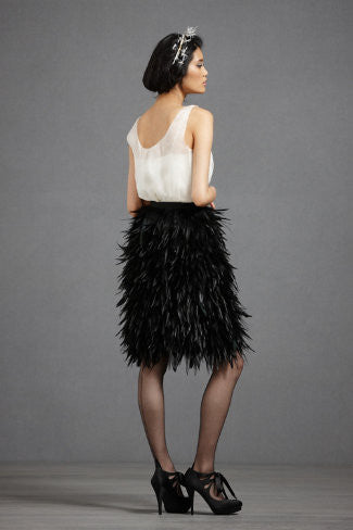 BHLDN Black Feather Skirt for Women - Elegant & Flowy Party Dress for Weddings, Dances & Special Occasions