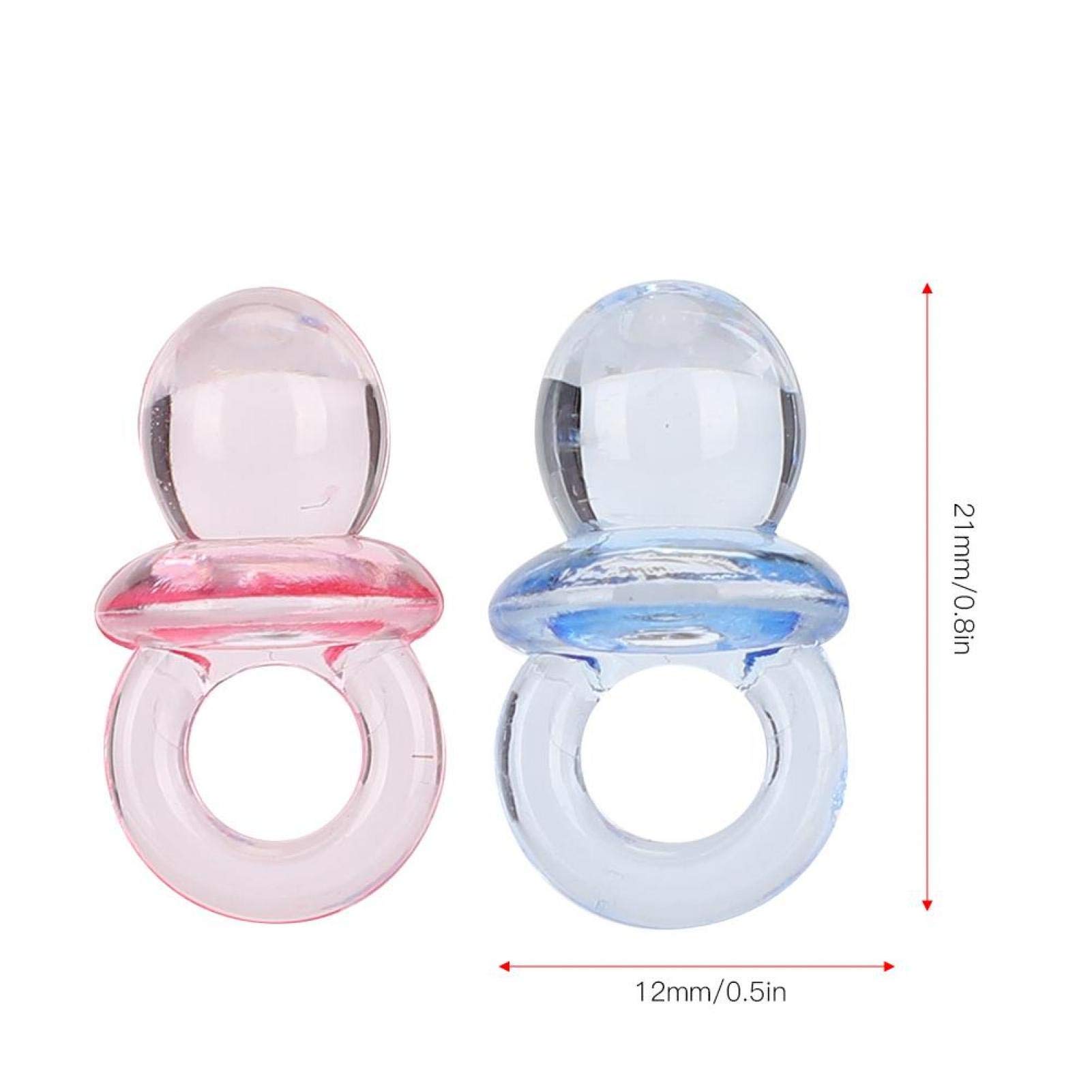 100Pcs Acrylic Pacifier Clips - Baby Shower Favors, Birthday Party Decorations, Baptism Gifts & Soothing Mini Pacifier Toys (Transparent + Blue) - Perfect for Newborn Essentials, Baby Registry & Nursery Decor