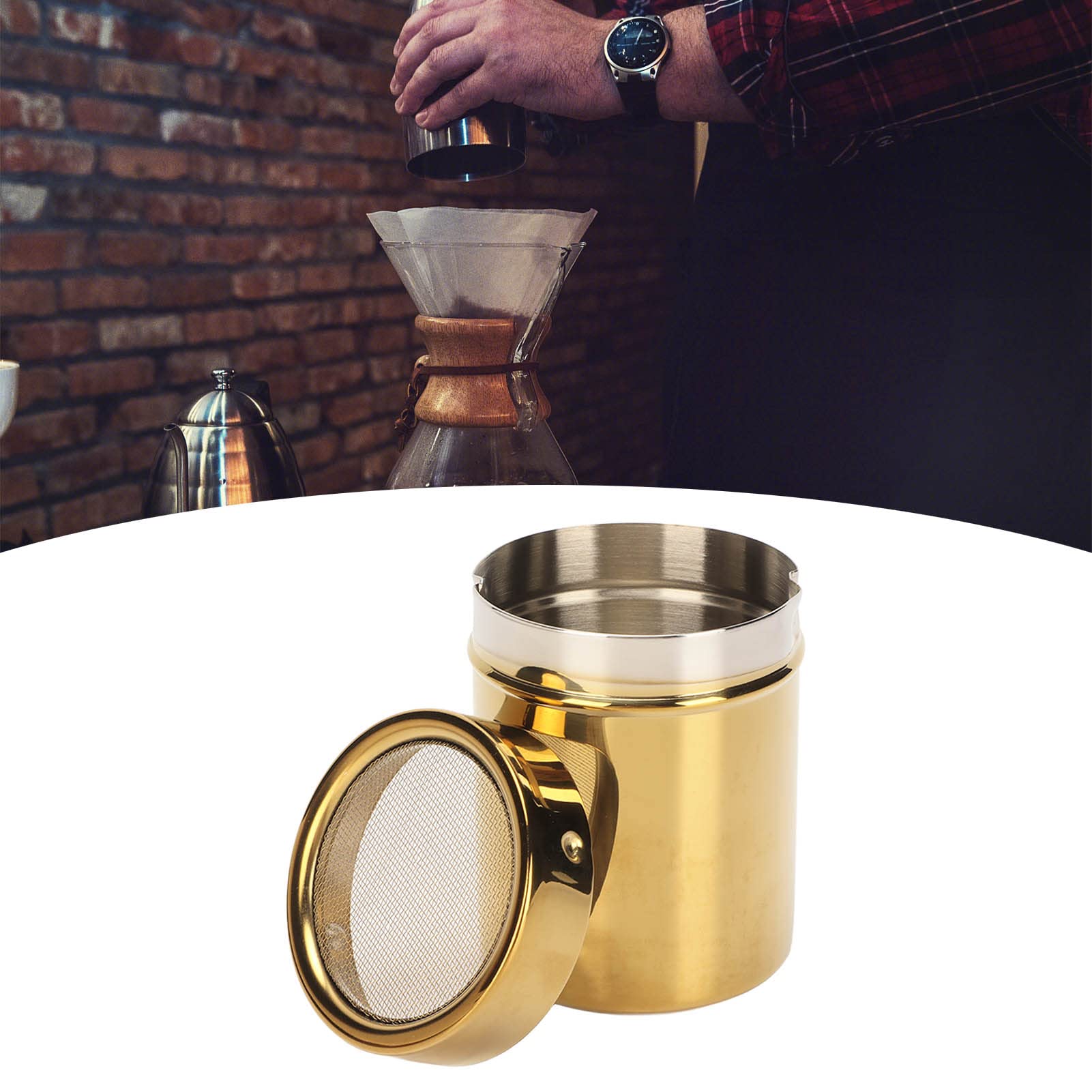Alvinlite Powder Shaker with Lid - Stainless Steel Sugar, Salt & Spice Dispenser for Coffee, Cocoa, Cinnamon - Perfect for Baking, Cooking & Kitchen Seasoning