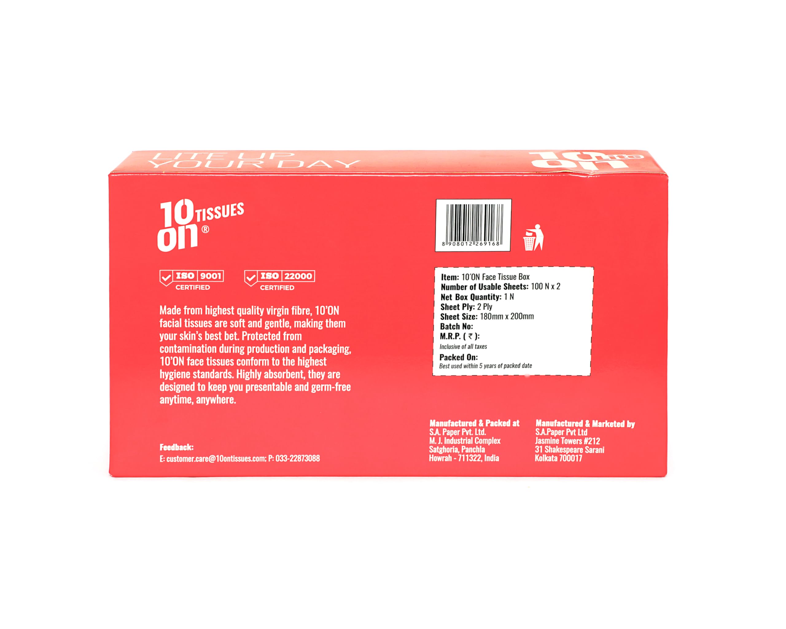 Premium 2-Ply Lite Soft Facial Tissues - 100 Count Box (18x20cm) | Gentle for Nose & Skin | Home, Office & Travel Essentials