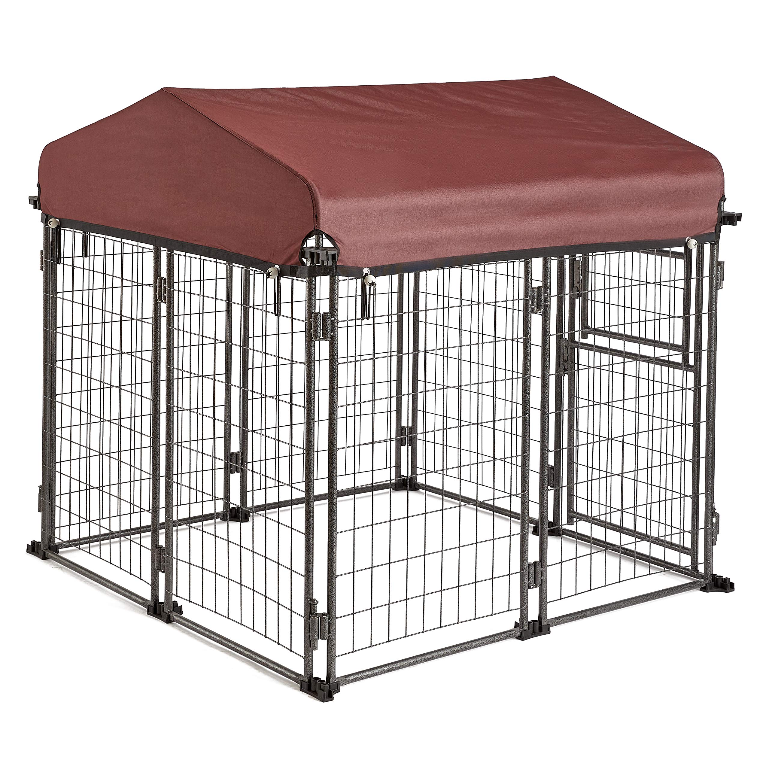 TWO by TWO Expandable Dog Kennel for Medium Dogs - Portable Pet Crate with Adjustable Size, Durable Black Metal Cage for Home, Travel & Outdoor Use