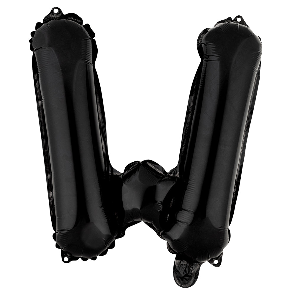 Black Mylar Letter W Balloon - 16 Inch Large Foil Balloon for Birthday Party Decorations, Baby Shower, Graduation & Wedding Celebrations (1 Count)