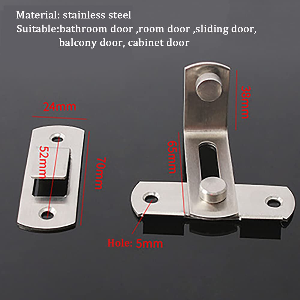 Stainless Steel Gate Latches & Door Hasp Lock - Heavy Duty Bolt Latch for Sliding Doors, Flip Doors, Fences & Bathroom Security - Outdoor & Indoor Use for Home, Garage & Garden Safety