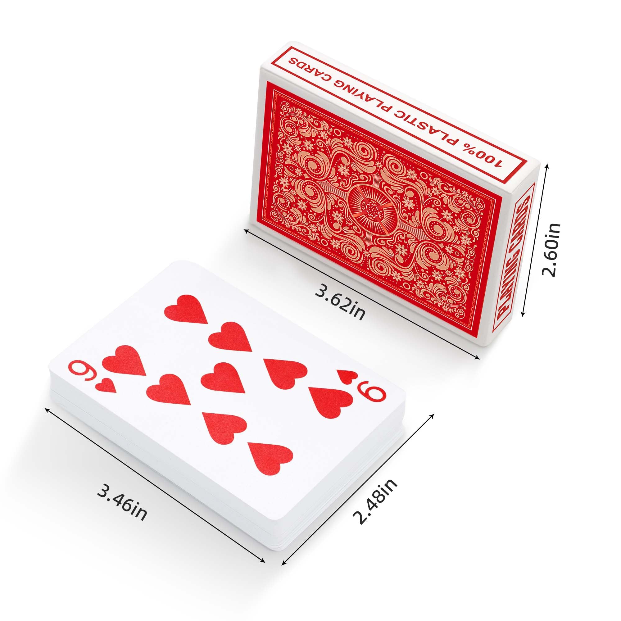 Waterproof Plastic Playing Cards 2-Pack - Poker Size Standard Index Deck for Adults - Durable Cards for Poker, Bridge, Pinochle & Casino Games - Perfect for Outdoor, Travel & Game Nights