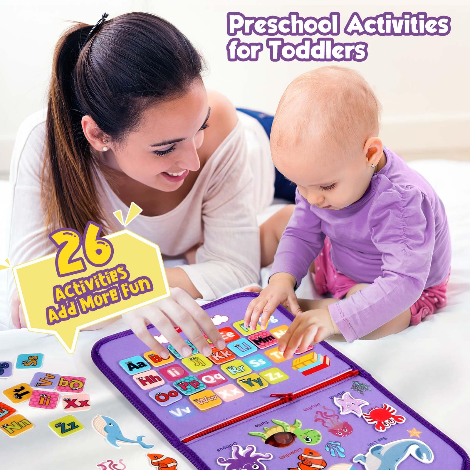 Montessori Busy Board for Toddlers 2-4 - Educational Travel Toy for Kids | Birthday Gift & Learning Activity
