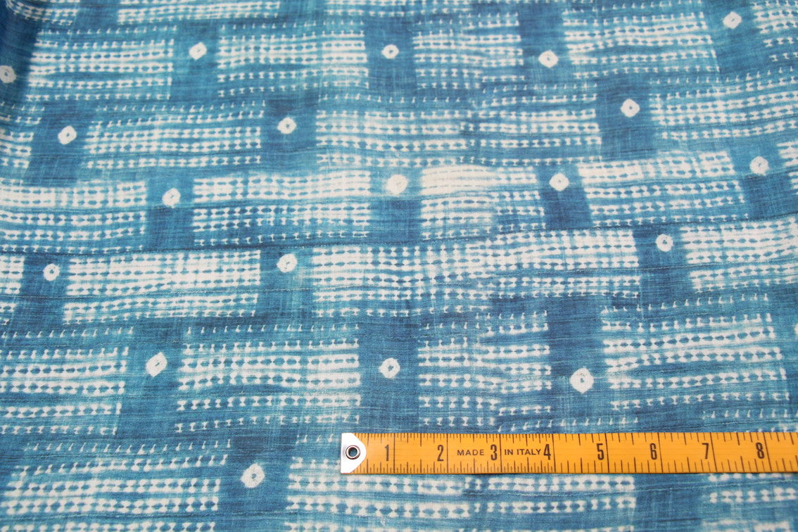 Blue Dot Batik Fabric - Handmade Indonesian Batik Textile for Clothing, Home Decor & DIY Crafts | Perfect for Dresses, Scarves, and Wall Hangings