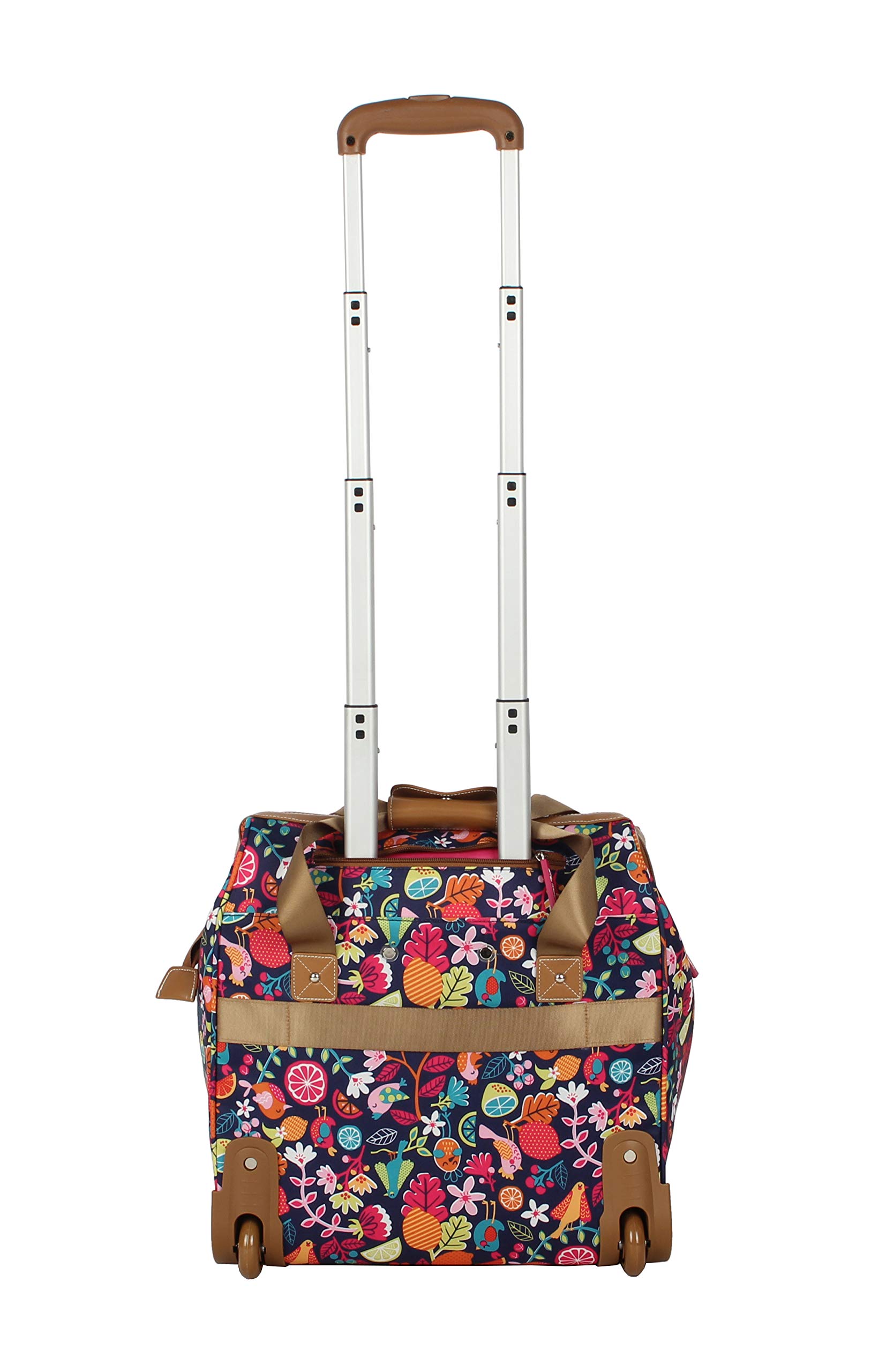 Lily Bloom 15-Inch Designer Under Seat Tote Carry-On Bag for Women - Lightweight Spinner Wheel Cabin Luggage with Stylish Pattern (Fruit Loops) - Perfect for Air Travel, Business Trips & Weekend Getaways