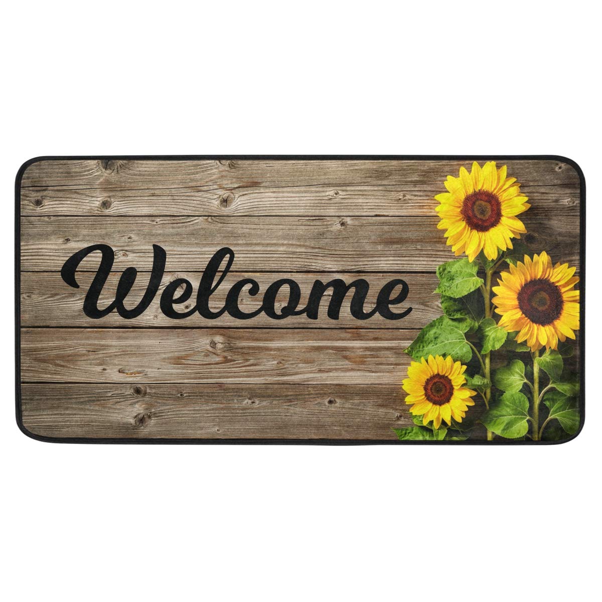 DOMIKING Non-Slip Sunflower Kitchen Rug - 39x20 Inch Anti-Fatigue Foam Floor Mat for Fall Decor, Farmhouse Style - Perfect for Standing Comfort While Cooking or as Entryway Doormat