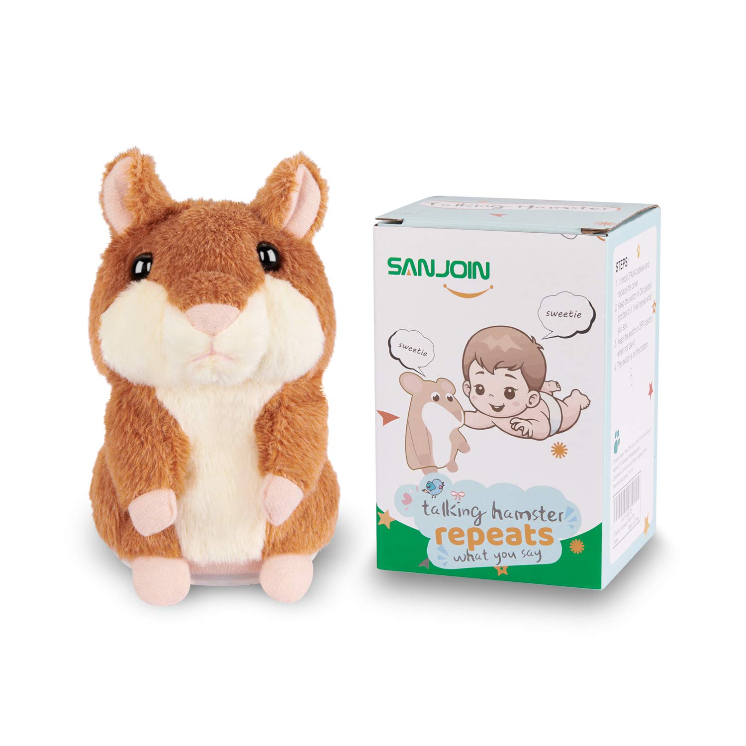 Interactive Talking Hamster Repeats What You Say - Cute Plush Repeating Toy for Kids Ages 2-8 | Fun Educational Learning Toy for Toddlers & Preschoolers | Perfect Birthday Gift for Boys & Girls (Brown) - Great for Playtime, Learning & Bedtime Cuddles
