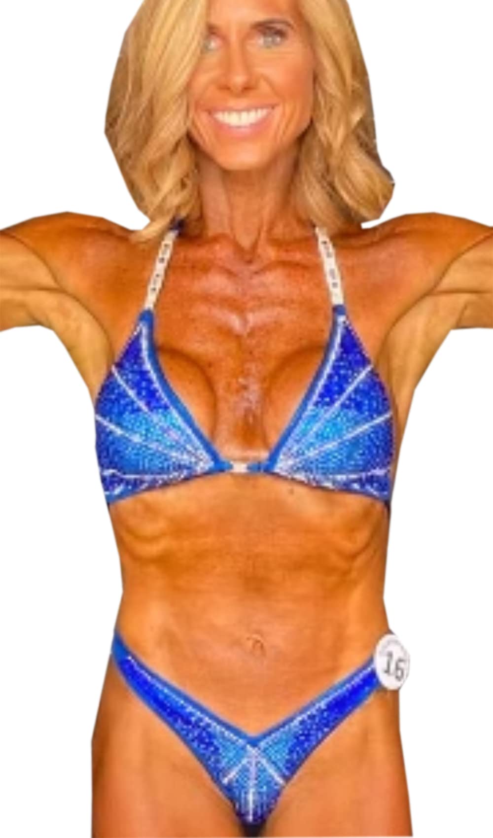 Blue Ombre Figure Competition Bikini - Physique Posing Suit for Women (XS Hips 28