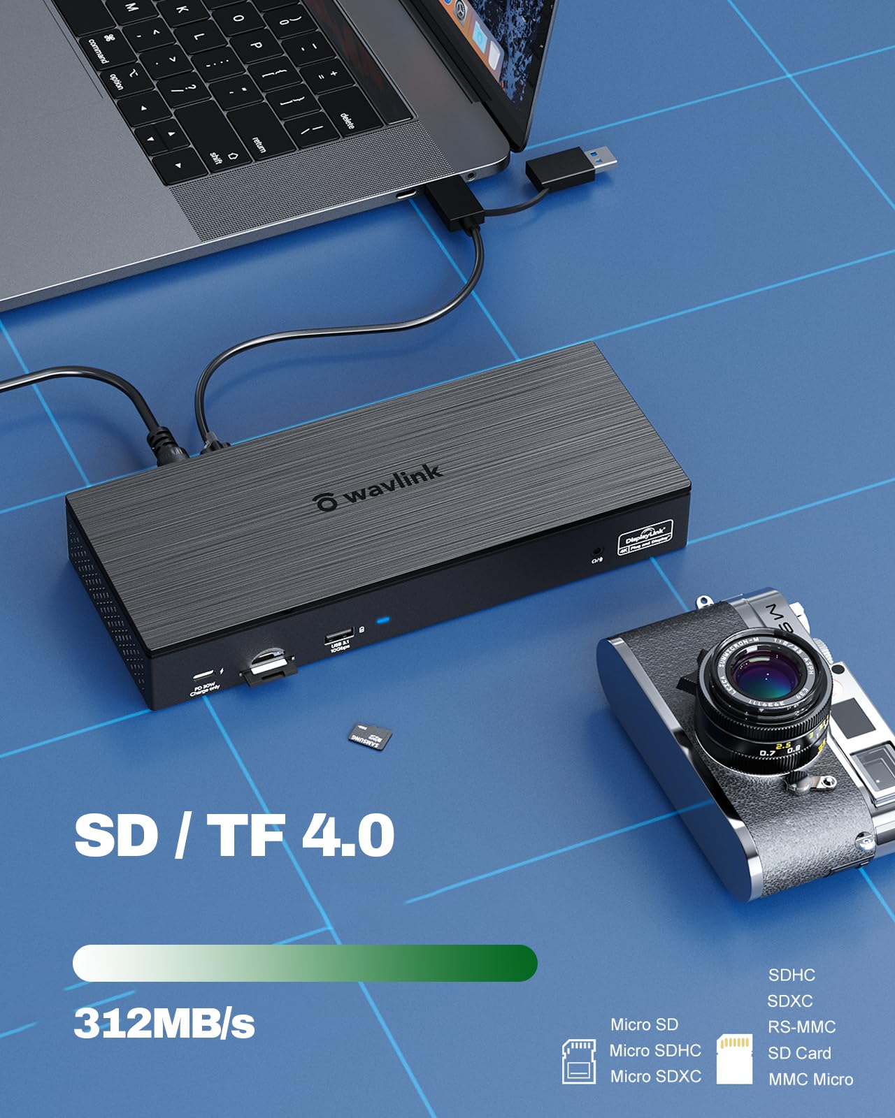 WAVLINK DisplayLink USB C Docking Station for Laptop - 4 Monitor Support (5K/4K@60Hz), 100W PD Charging, Thunderbolt 3/4 Compatible for Windows & Mac (4 HDMI, 4 DP, SD 4.0, 2.5Gbps LAN) - Perfect for Home Office, Gaming & Multi-Tasking Workstations