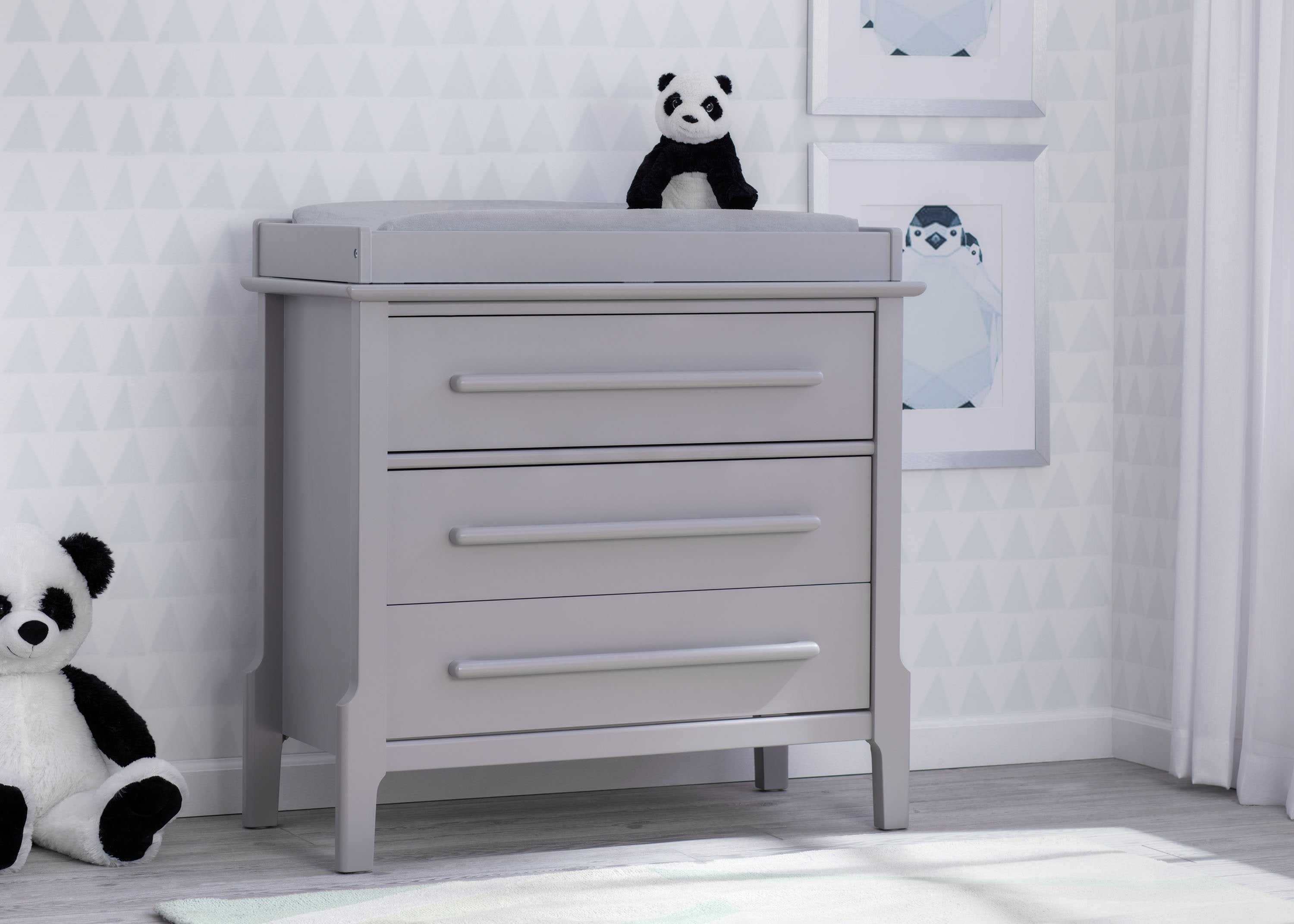 Mid Century Modern 3 Drawer Dresser with Changing Top - Vintage Nursery Dresser for Baby Changing & Storage - Perfect for Nursery, Bedroom or Guest Room Organization