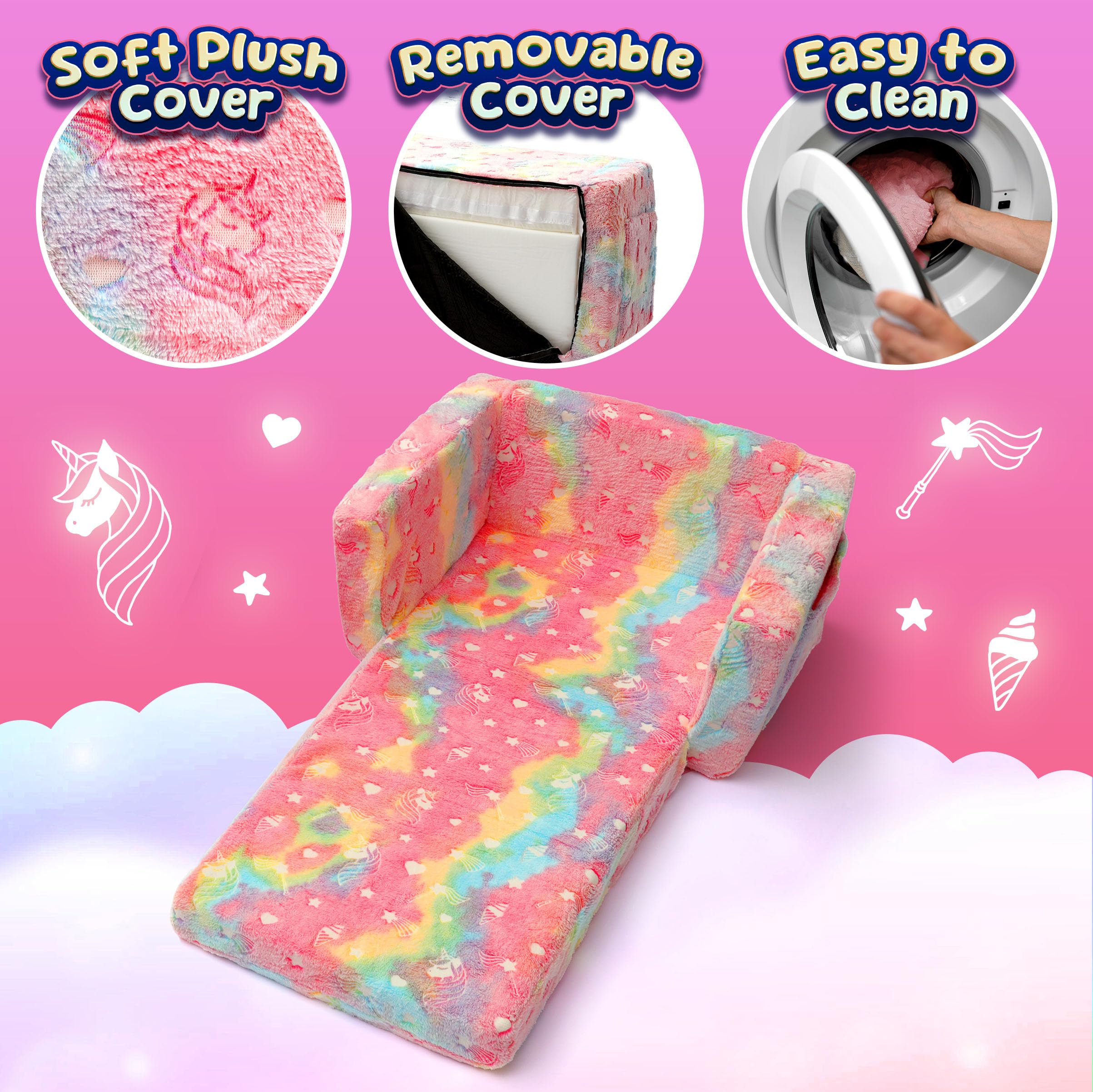 Toddler Couch for Kids - Foldable Sofa Bed & Comfy Lounge Chair for Boys and Girls | Perfect for Playroom, Nursery, or Kids' Reading Nook