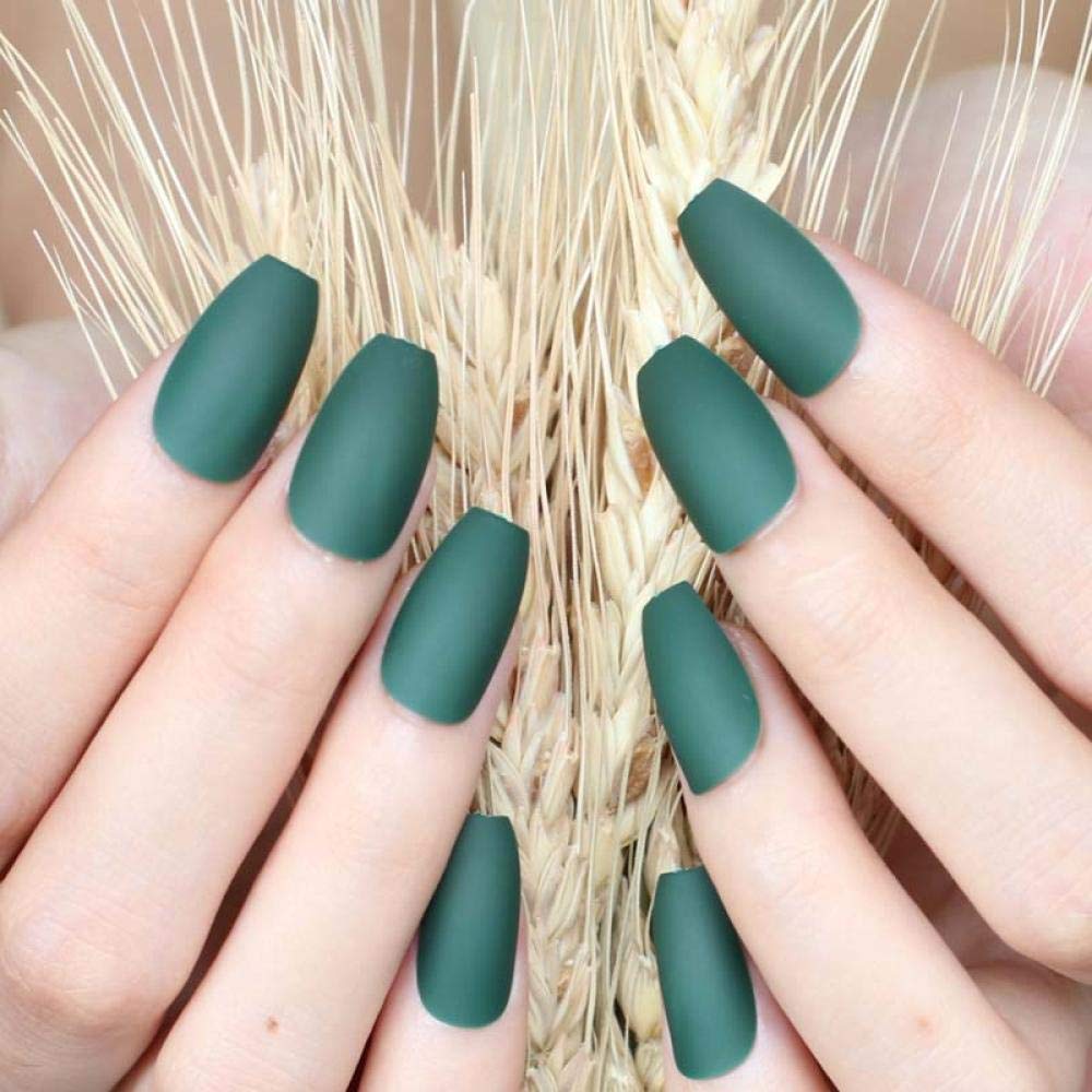 HUJL 24pcs False Nails - Fashion Solid Color Matte Ballet Fake Nails for Women, Easy to Apply & Reusable, Perfect for Parties, Weddings, and Daily Wear