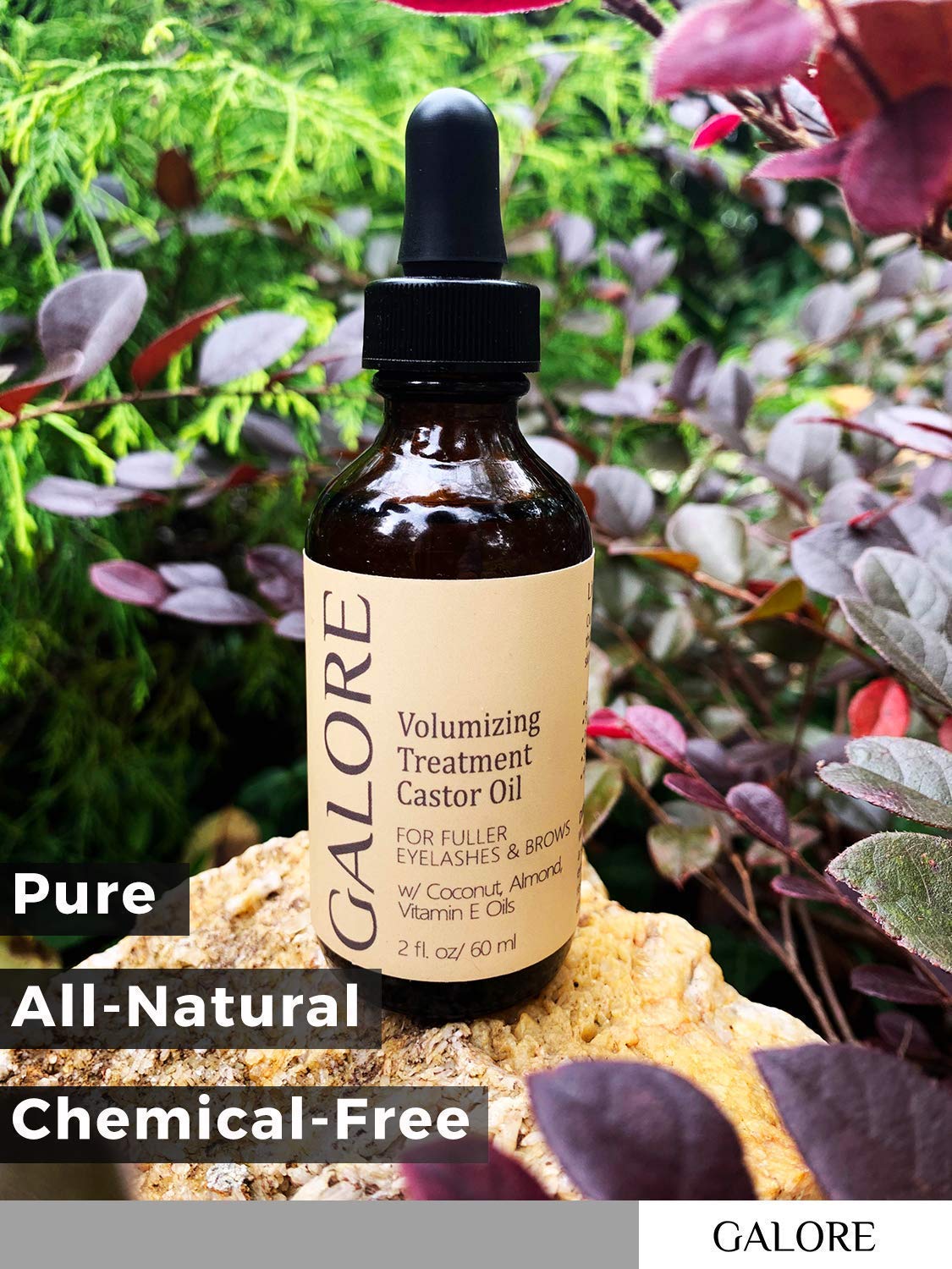 Natural Eyelash Growth Serum with Castor Oil & Vitamin E - Eyebrow & Lash Enhancer for Longer, Thicker Lashes - Infused with Almond & Coconut Oils - GALORE Naturals - Perfect for Daily Lash Care & Nighttime Beauty Routine