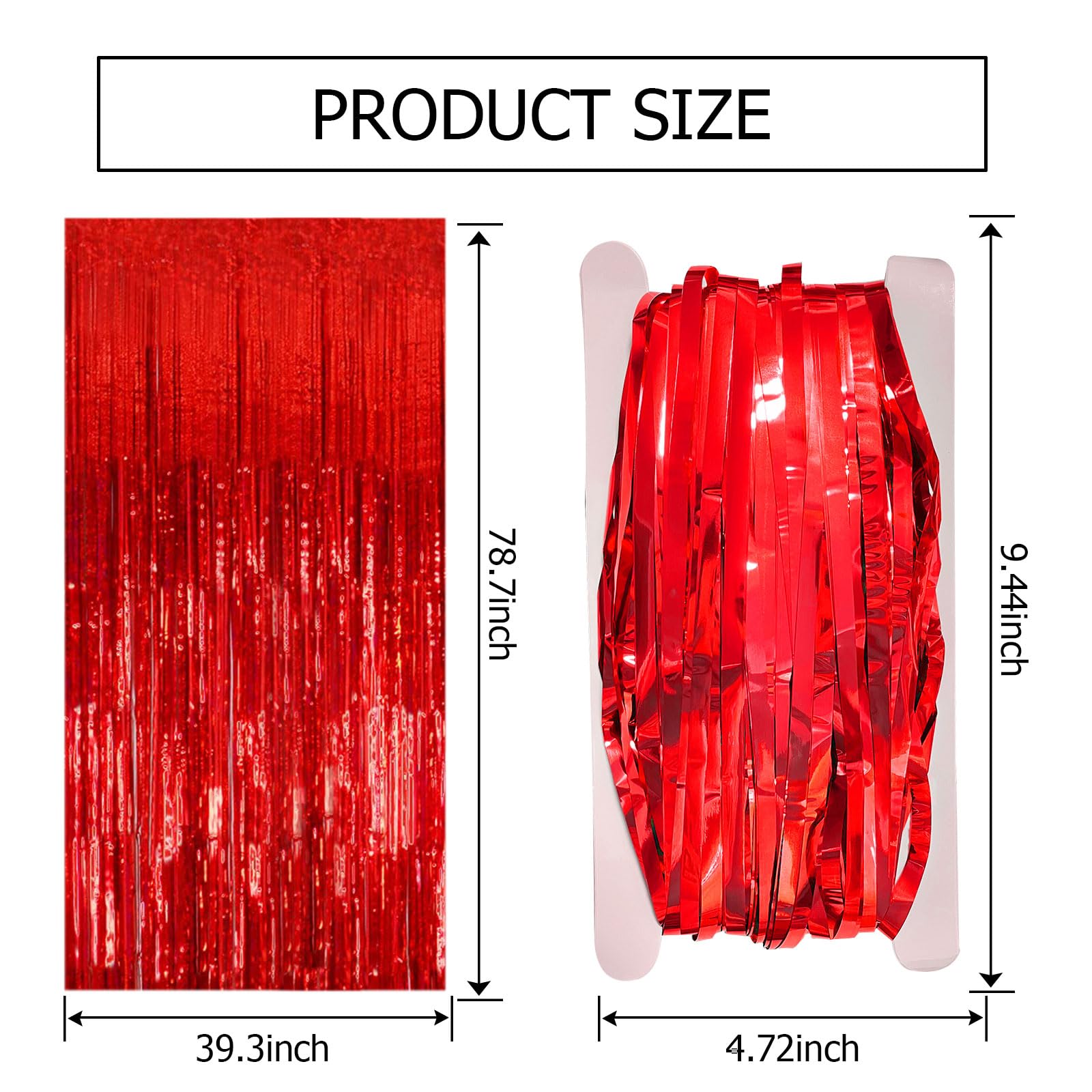 2 Pack Red Foil Fringe Streamers - Christmas Party Decorations, Birthday Backdrop, New Year Holiday & Bachelorette Party Supplies for Carnival Casino Theme Decor | Perfect for Photo Booths, Wall Decor & Celebration Backgrounds
