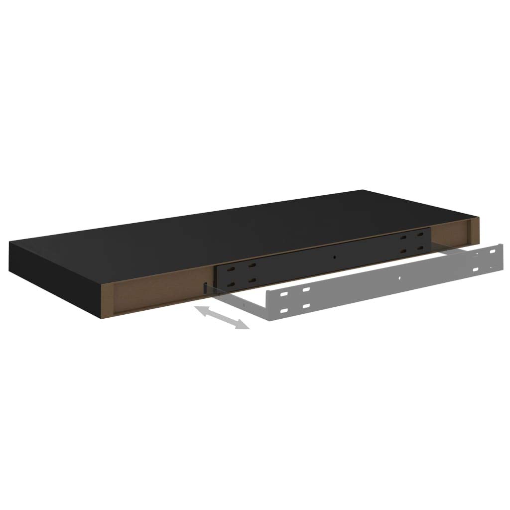 Modern Floating Wall Shelf Set - Black MDF Wall Mounted Display & Storage Shelves (23.6
