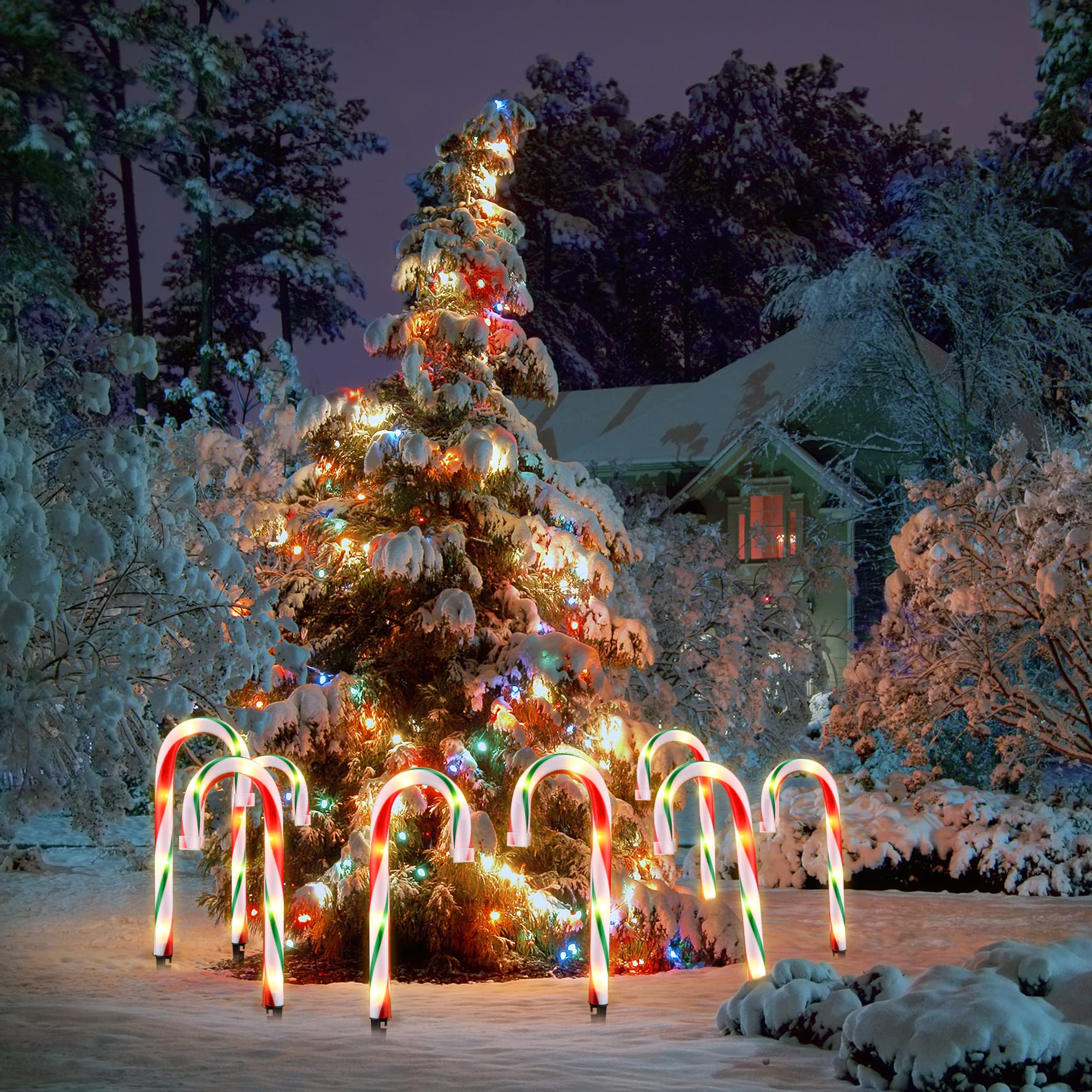 GAGALIFE 10 Pack Candy Cane Pathway Lights - 10