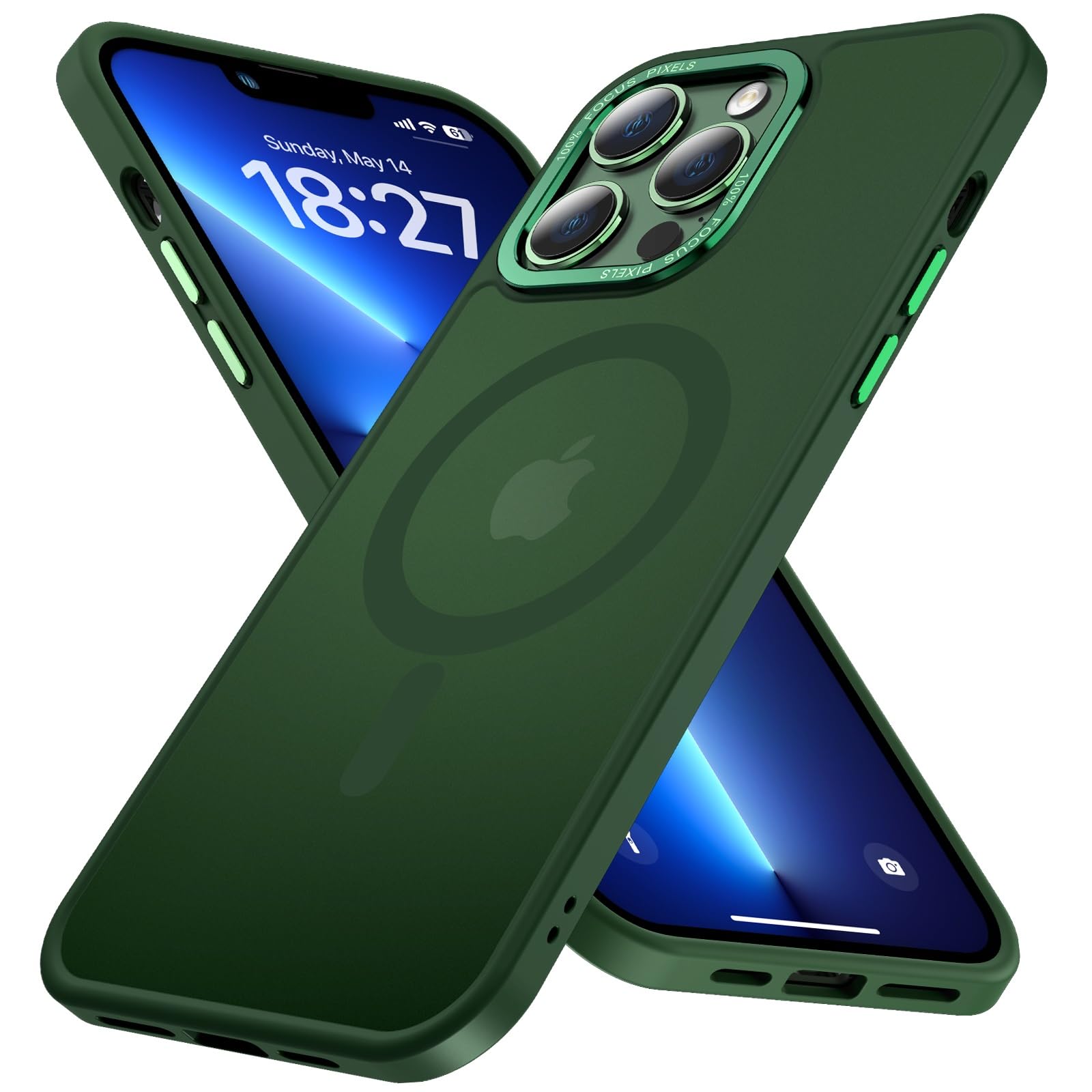 KISEN Magnetic iPhone 13 Pro Max Case (6.7 inch) - Slim Translucent Matte Phone Cover Compatible with MagSafe | Alpine Green | Perfect for Work, Travel & Everyday Protection