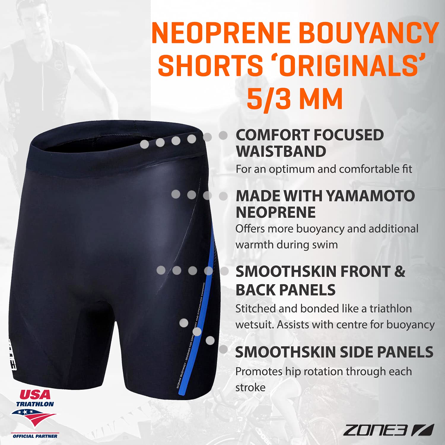 ZONE3 Neoprene Buoyancy Shorts 'Originals' 5/3mm - Premium Swim Training & Triathlon Gear for Men & Women - Perfect for Pool, Open Water & Surfing