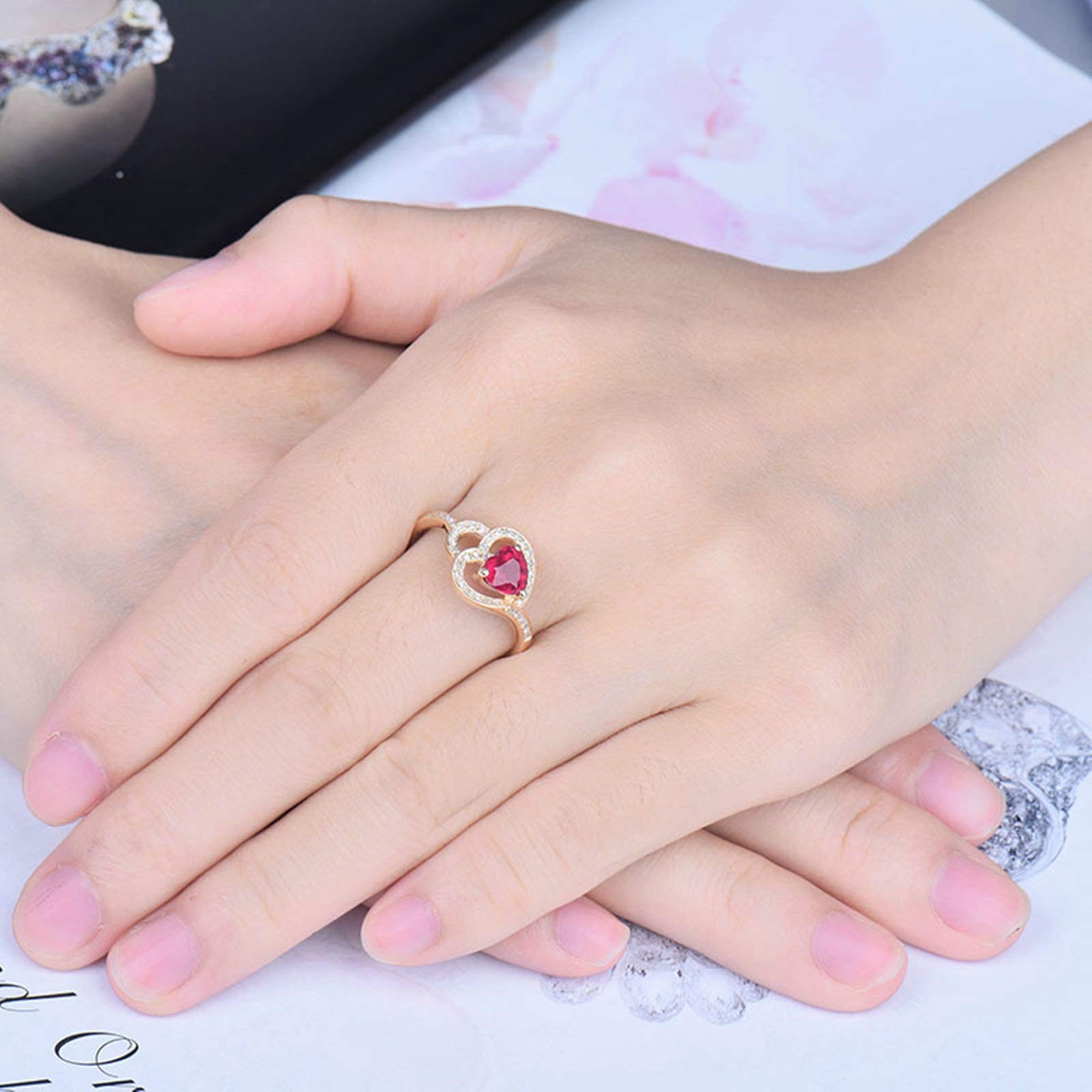 18K Gold Heart Cut Red Ruby & Diamond Ring for Women - 1.02ct Ruby with 0.16ct Diamond - Valentine's Day Gift, Anniversary Gift, Birthday Present - Perfect for Romantic Occasions & Special Celebrations