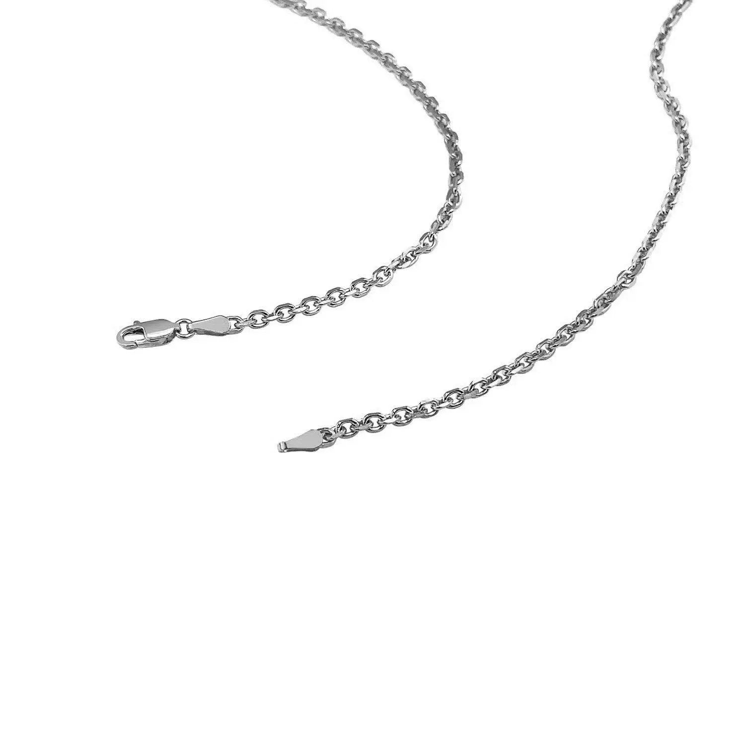 18K White Gold Diamond Cut Cable Link Chain Necklace - 2.60mm Width, Durable & Elegant Jewelry for Women - Perfect for Weddings, Anniversaries, and Special Occasions