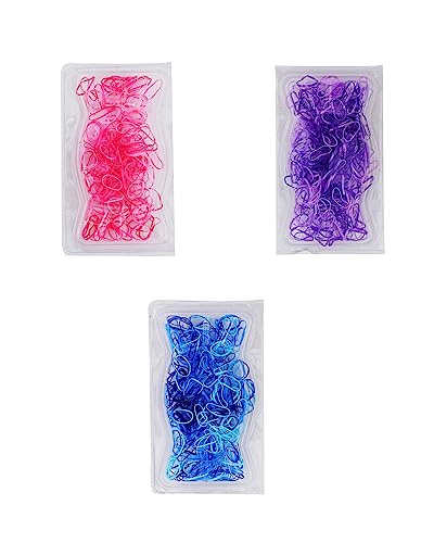 Diversa Elastic Plastic Hair Ties - High Stretch Non-Breakable Thin Rubber Bands for Women, Girls & Kids (300 Pcs, Blue, Purple, Pink) - Perfect for School, Office, Sports & Daily Hairstyling