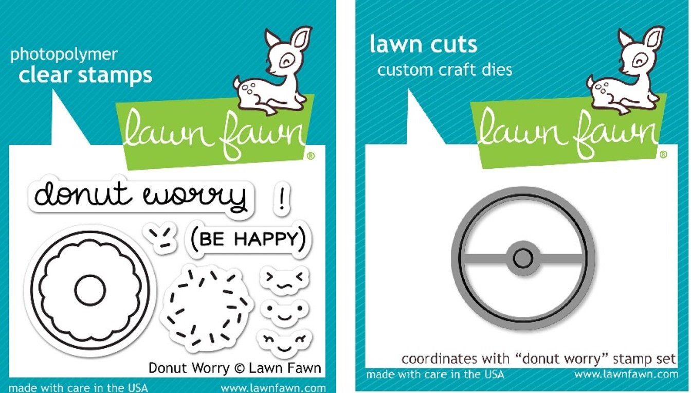 Lawn Fawn Donut Worry Clear Stamp and Die Set - LF1136 Stamp & LF1137 Die - Perfect for Card Making, Scrapbooking, and DIY Crafts