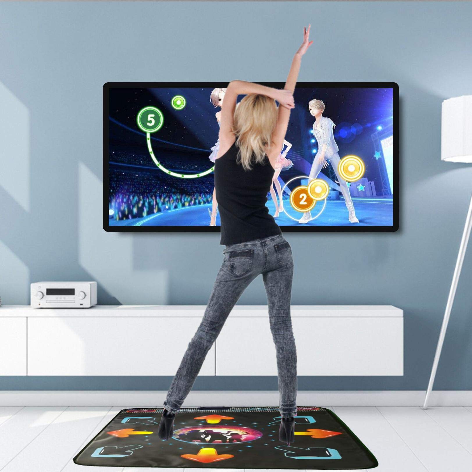 Wireless HD Dance Mat - Non-Slip Soft Step Pad with Music for TV & Computer | Plug & Play | Perfect for Home Fitness, Dance Games & Family Entertainment