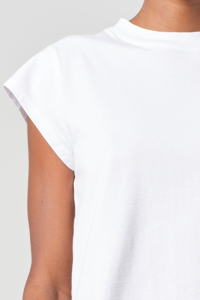 AGOLDE Bryce Cap Sleeve Tee - Women's White Cotton Short Sleeve T-Shirt | Casual Wear, Layering & Everyday Outfits